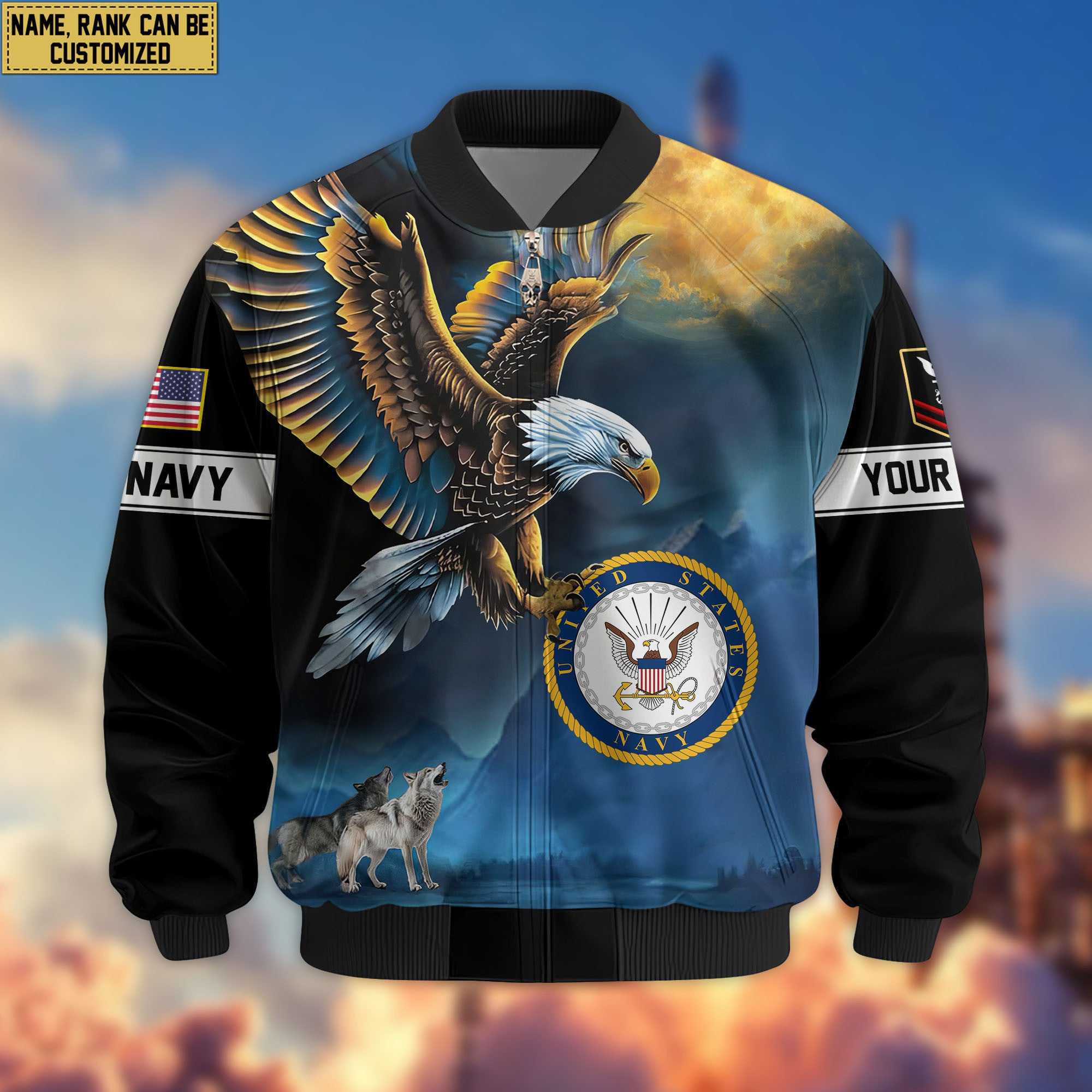 Premium Custom US Navy Veteran Bomber Jacket VPVC805502, Gifts For US Navy Veteran, Gifts On Father's Day, Veterans Day.