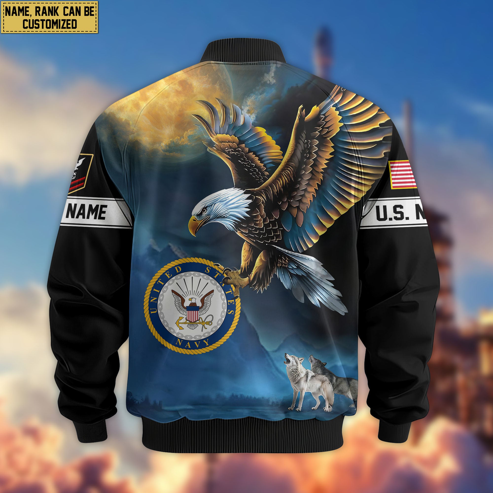 Premium Custom US Navy Veteran Bomber Jacket VPVC805502, Gifts For US Navy Veteran, Gifts On Father's Day, Veterans Day.