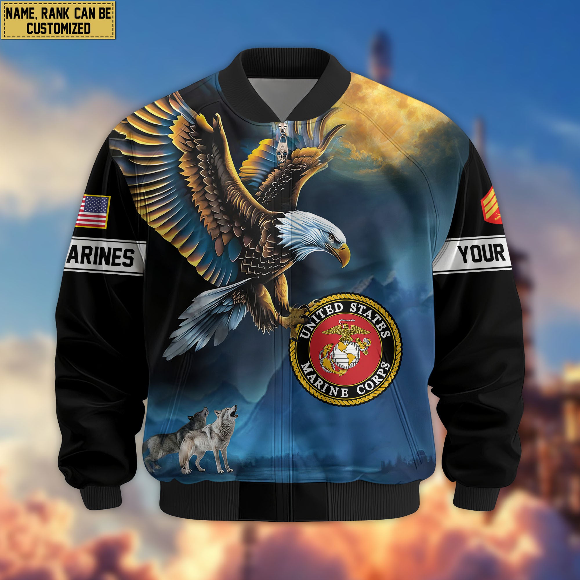 Premium Custom USMC Veteran Bomber Jacket VPVC805503, Gifts For US Marine Veteran, Gifts On Father's Day, Veterans Day.