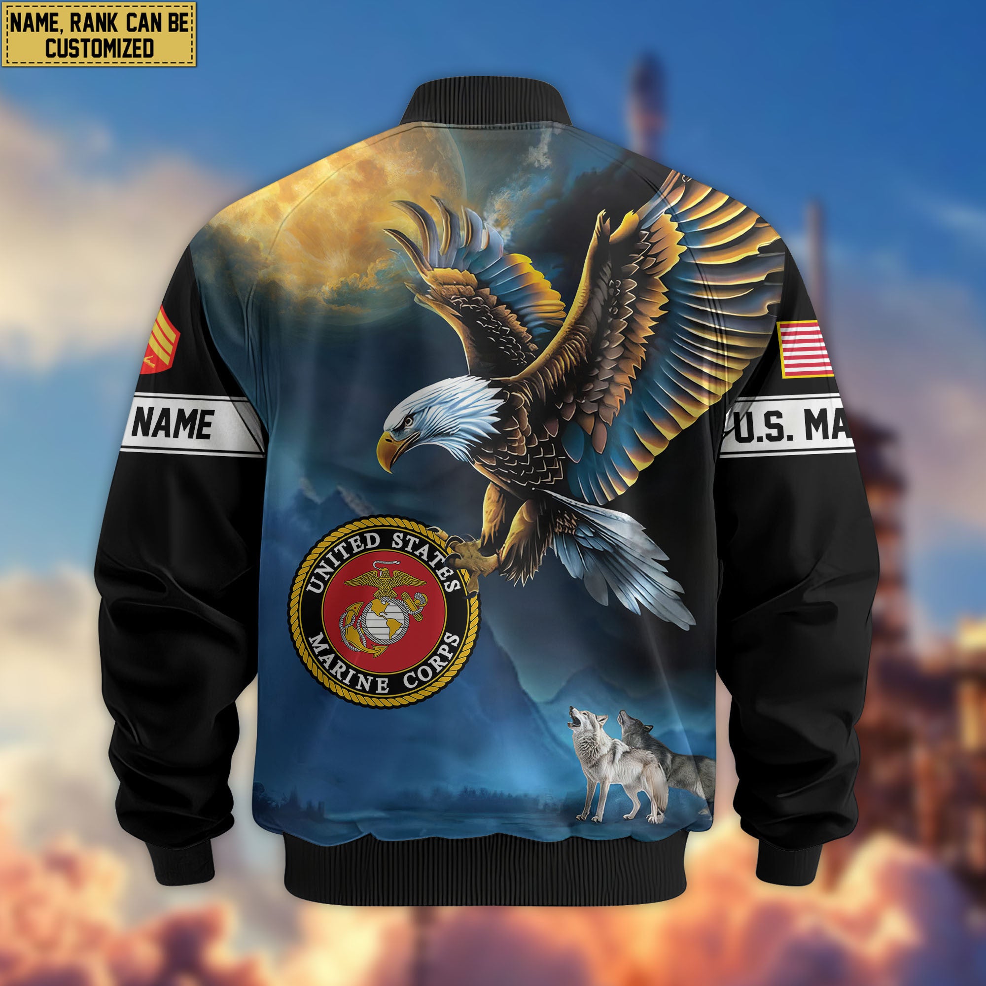 Premium Custom USMC Veteran Bomber Jacket VPVC805503, Gifts For US Marine Veteran, Gifts On Father's Day, Veterans Day.