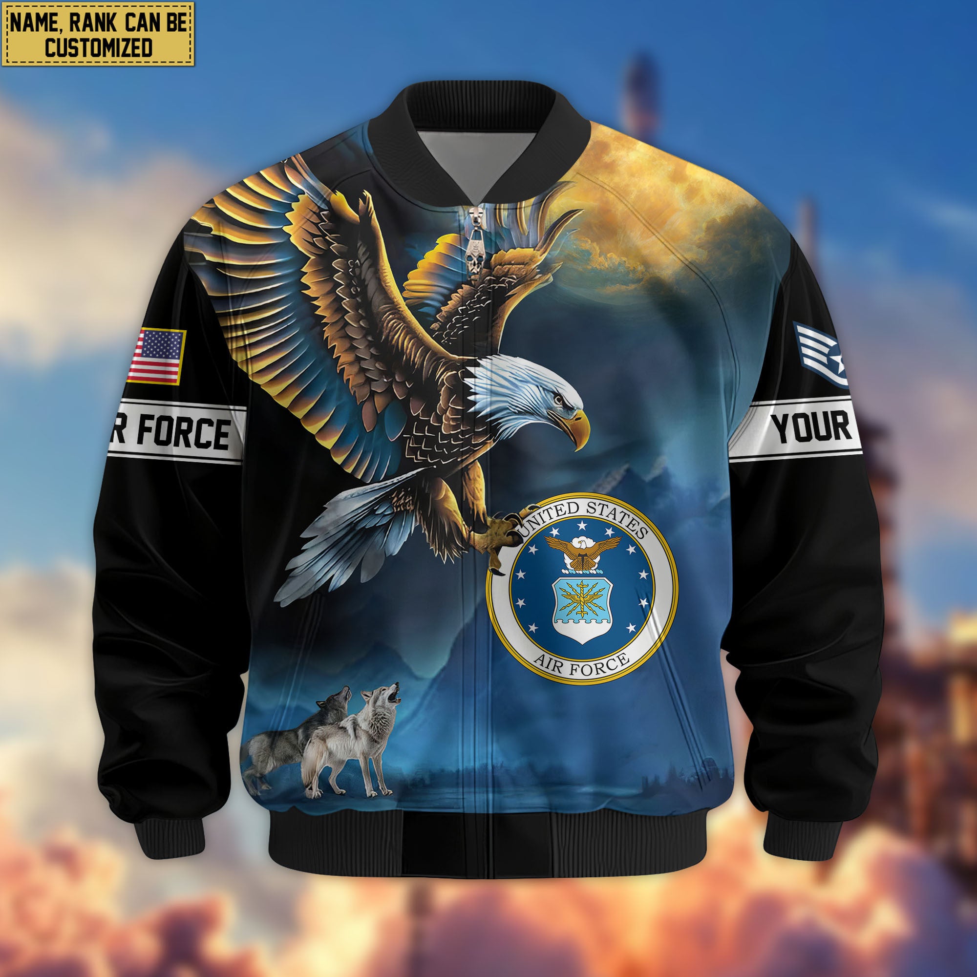 Premium Custom USAF Veteran Bomber Jacket VPVC805504, Gifts For US Air Force Veteran, Gifts On Father's Day, Veterans Day.