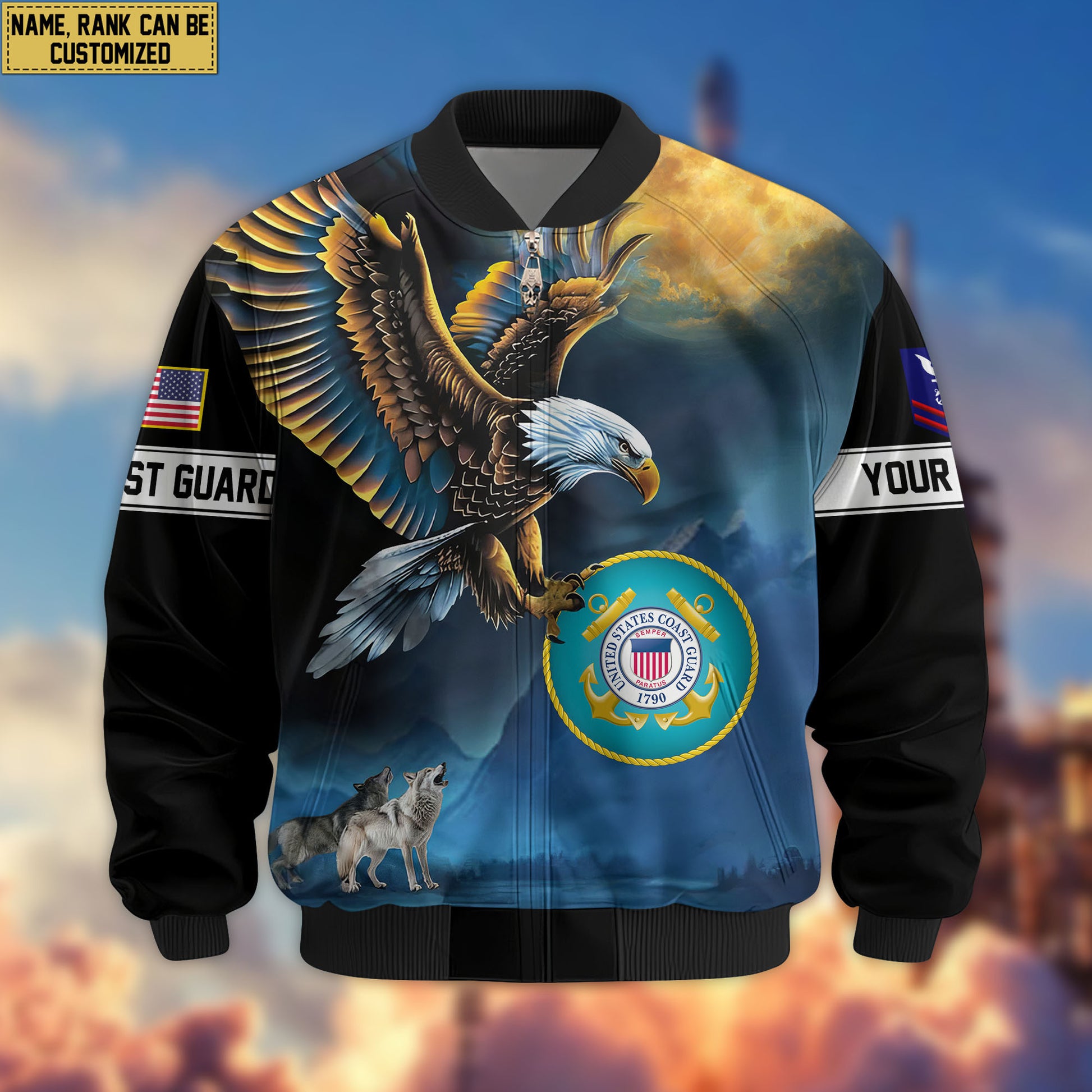 Premium Custom USCG Veteran Bomber Jacket VPVC805505, Gifts For Coast Guard Veteran, Gifts On Father's Day, Veterans Day.