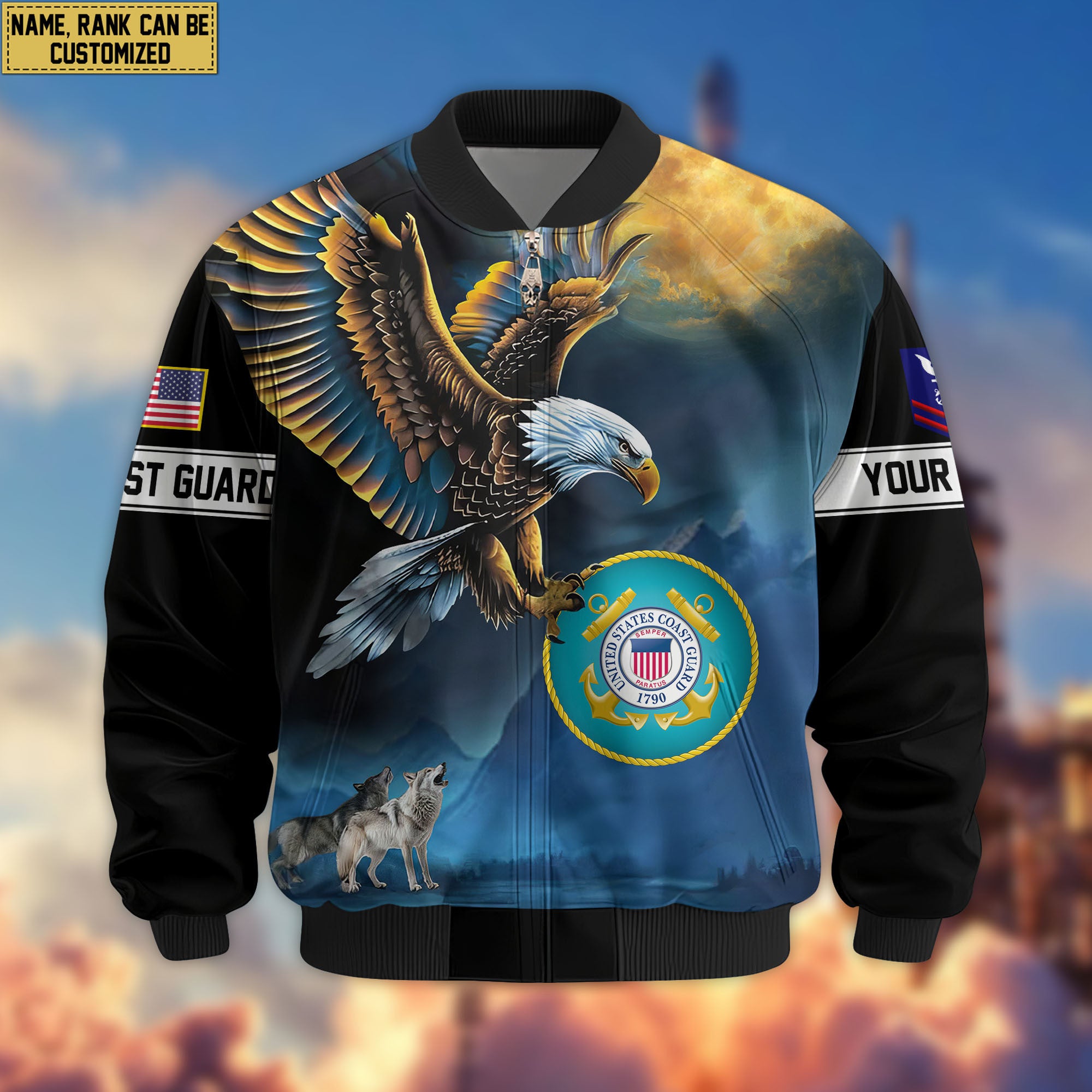 Premium Custom USCG Veteran Bomber Jacket VPVC805505, Gifts For Coast Guard Veteran, Gifts On Father's Day, Veterans Day.