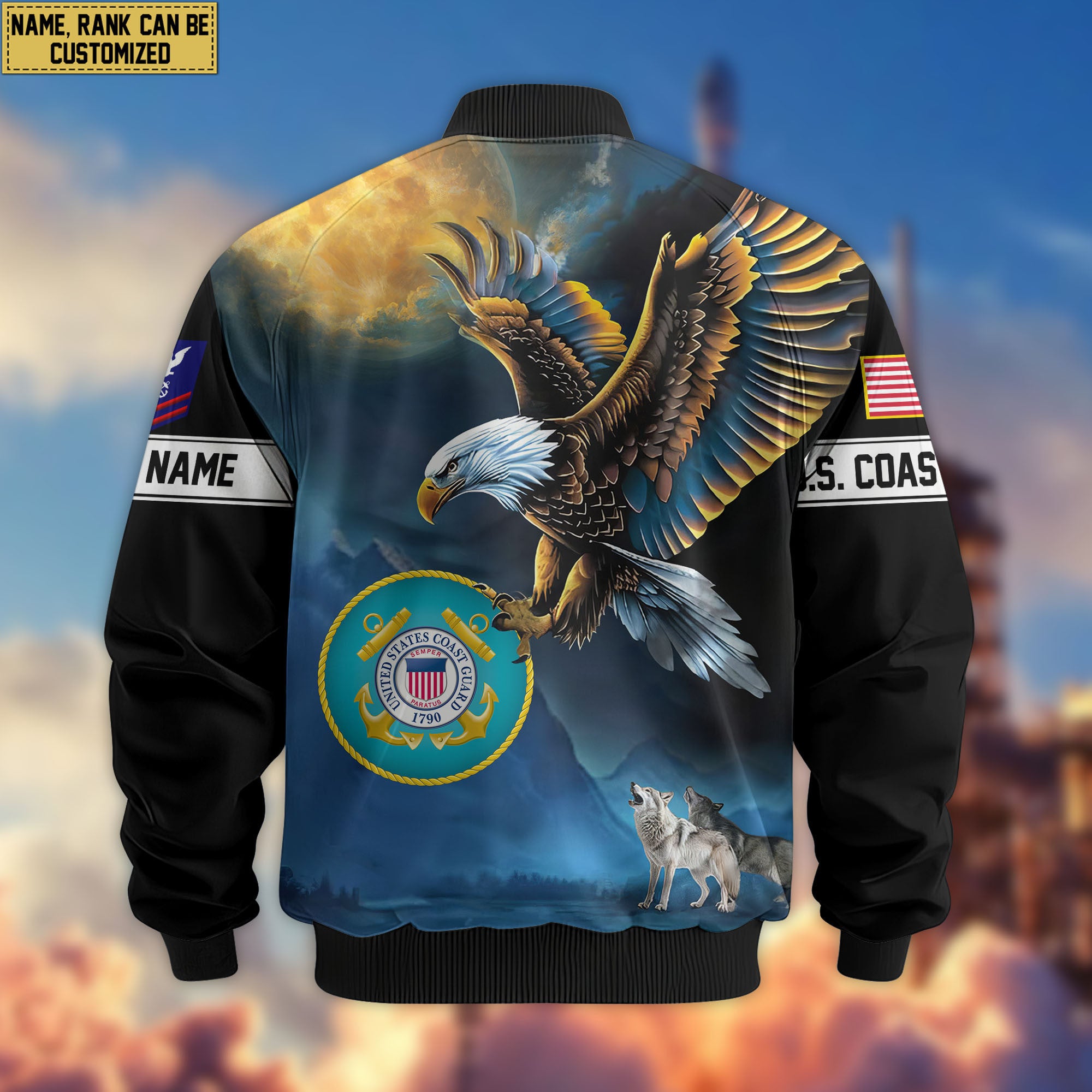Premium Custom USCG Veteran Bomber Jacket VPVC805505, Gifts For Coast Guard Veteran, Gifts On Father's Day, Veterans Day.