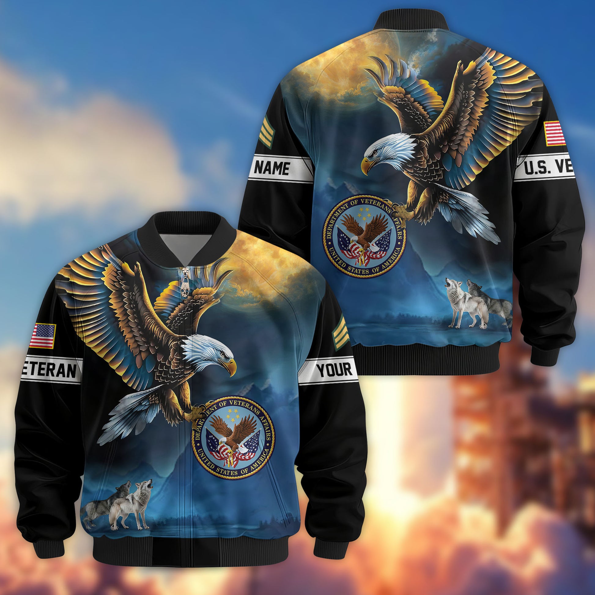 Premium Custom US Veteran Bomber Jacket VPVC805507, Gifts For US Veteran, Gifts On Father's Day, Veterans Day.