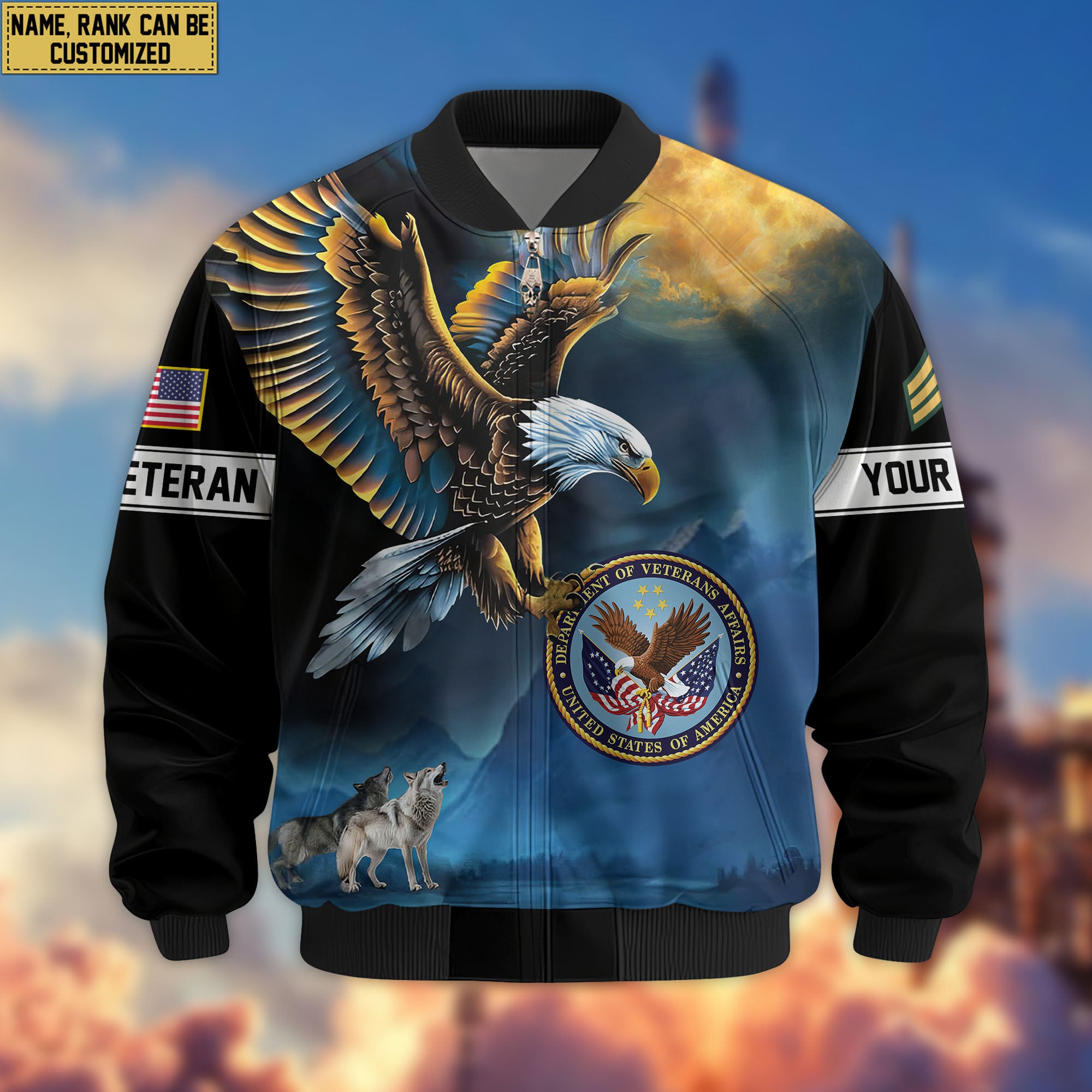 Premium Custom US Veteran Bomber Jacket VPVC805507, Gifts For US Veteran, Gifts On Father's Day, Veterans Day.