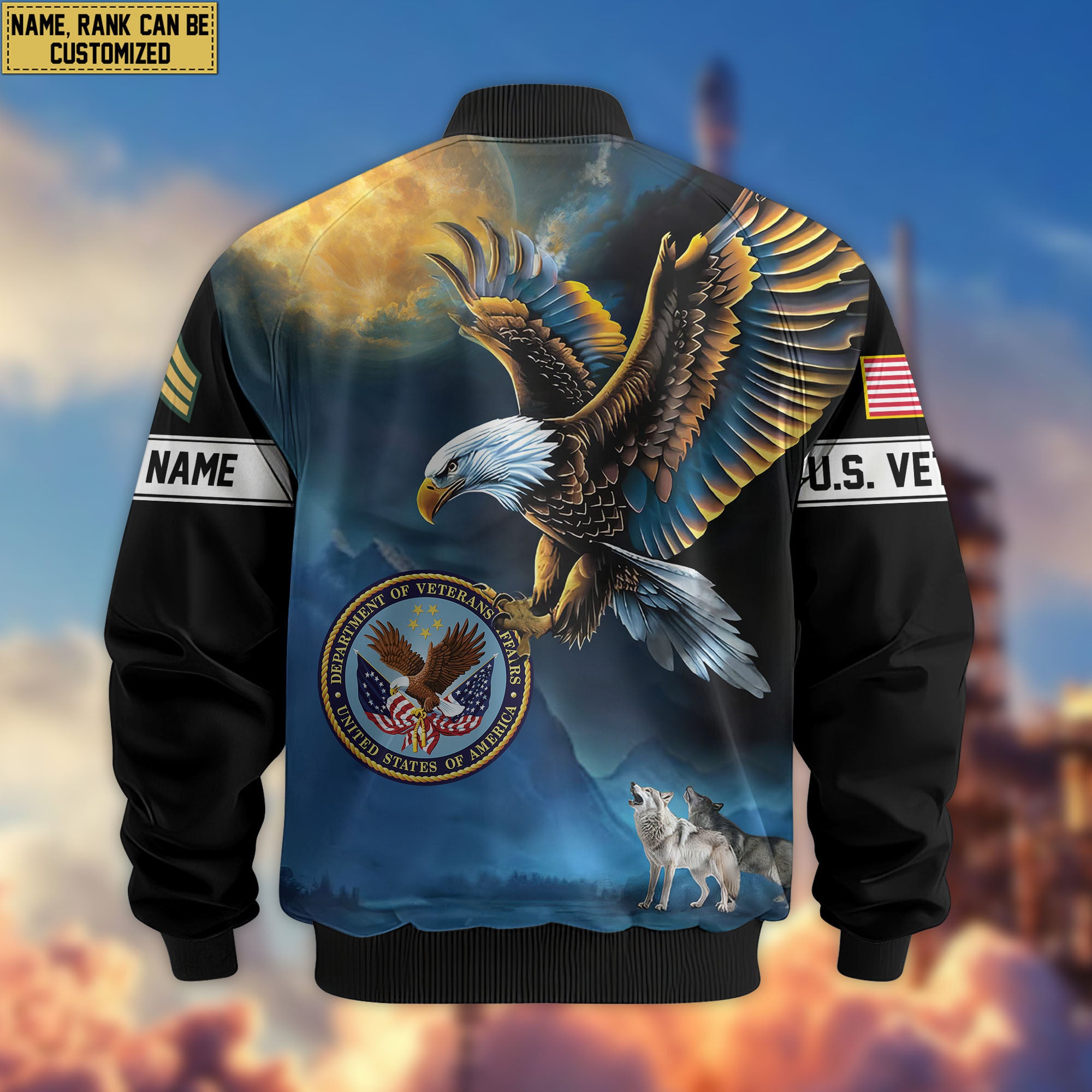 Premium Custom US Veteran Bomber Jacket VPVC805507, Gifts For US Veteran, Gifts On Father's Day, Veterans Day.