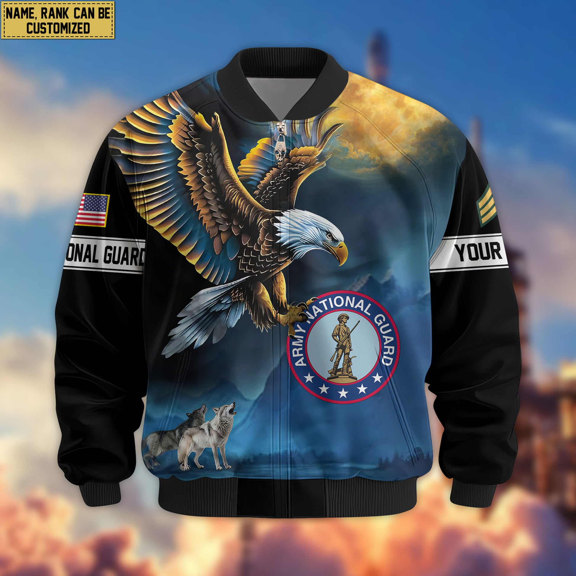 Premium Custom US Army National Guard Veteran Bomber Jacket VPVC805508, Gifts For Army National Guard Veteran, Gifts On Father's Day, Veterans Day.