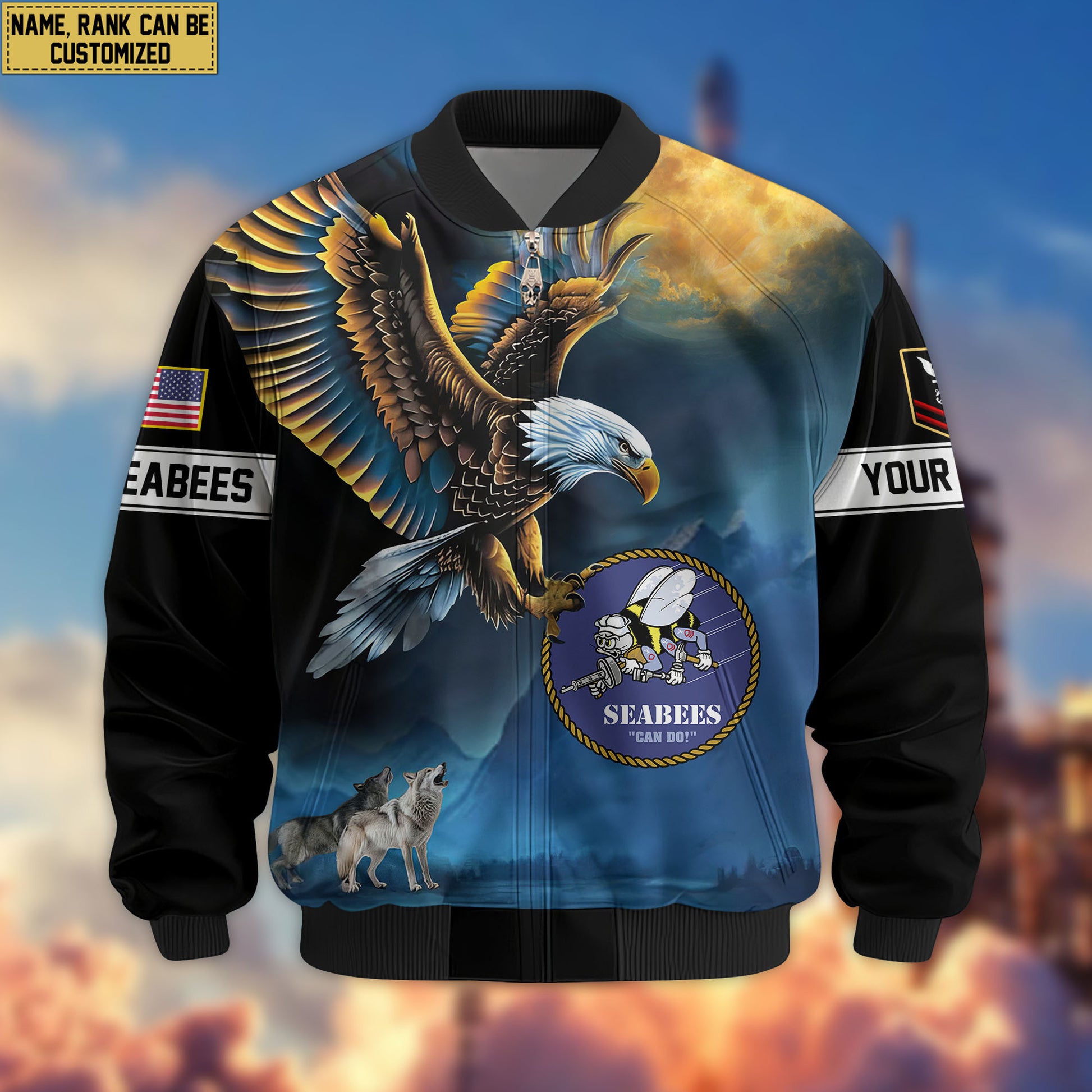 Premium Custom US Seabees Bomber Jacket VPVC805509, Gifts For Seabees Veteran, Gifts On Father's Day, Veterans Day.