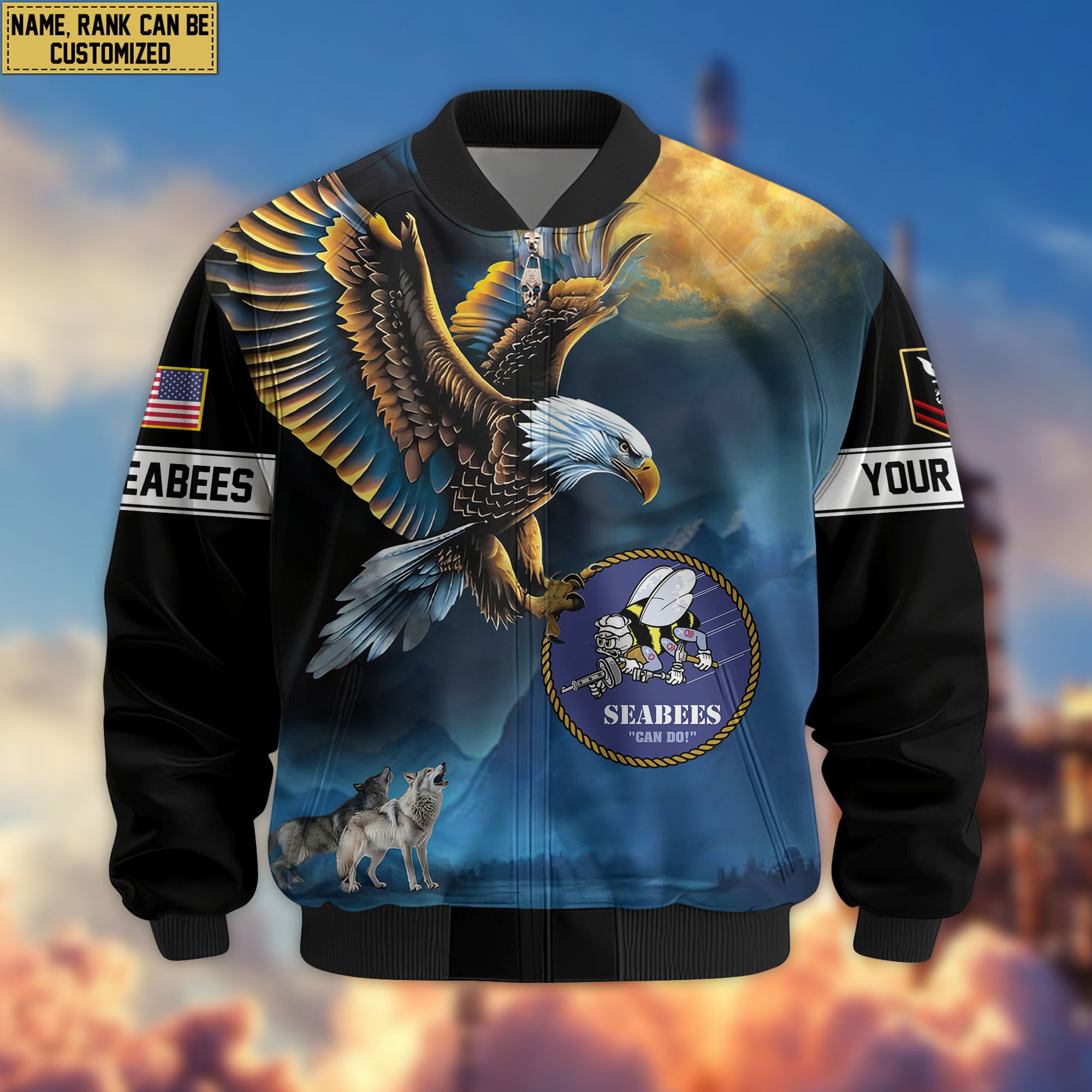 Premium Custom US Seabees Bomber Jacket VPVC805509, Gifts For Seabees Veteran, Gifts On Father's Day, Veterans Day.