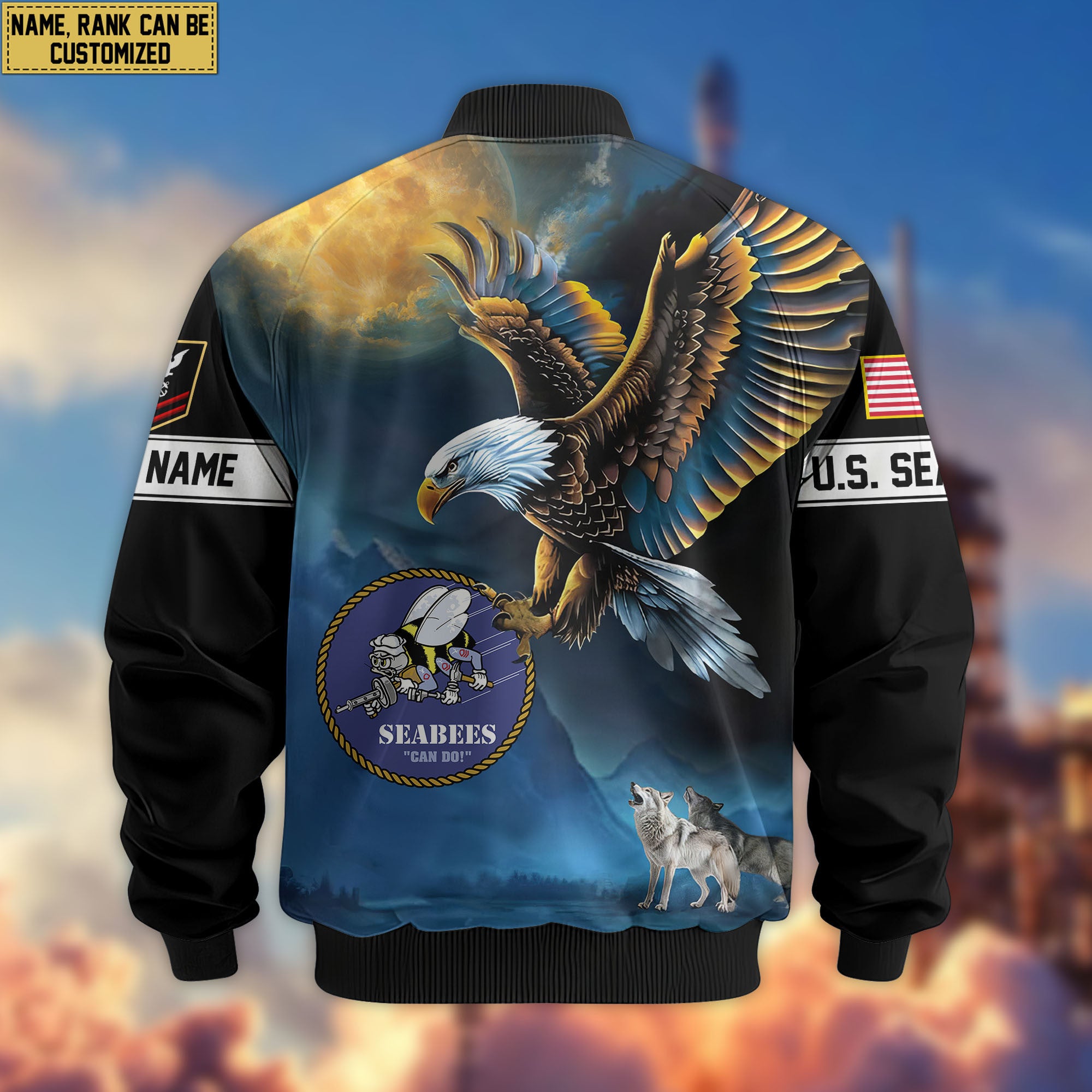 Premium Custom US Seabees Bomber Jacket VPVC805509, Gifts For Seabees Veteran, Gifts On Father's Day, Veterans Day.