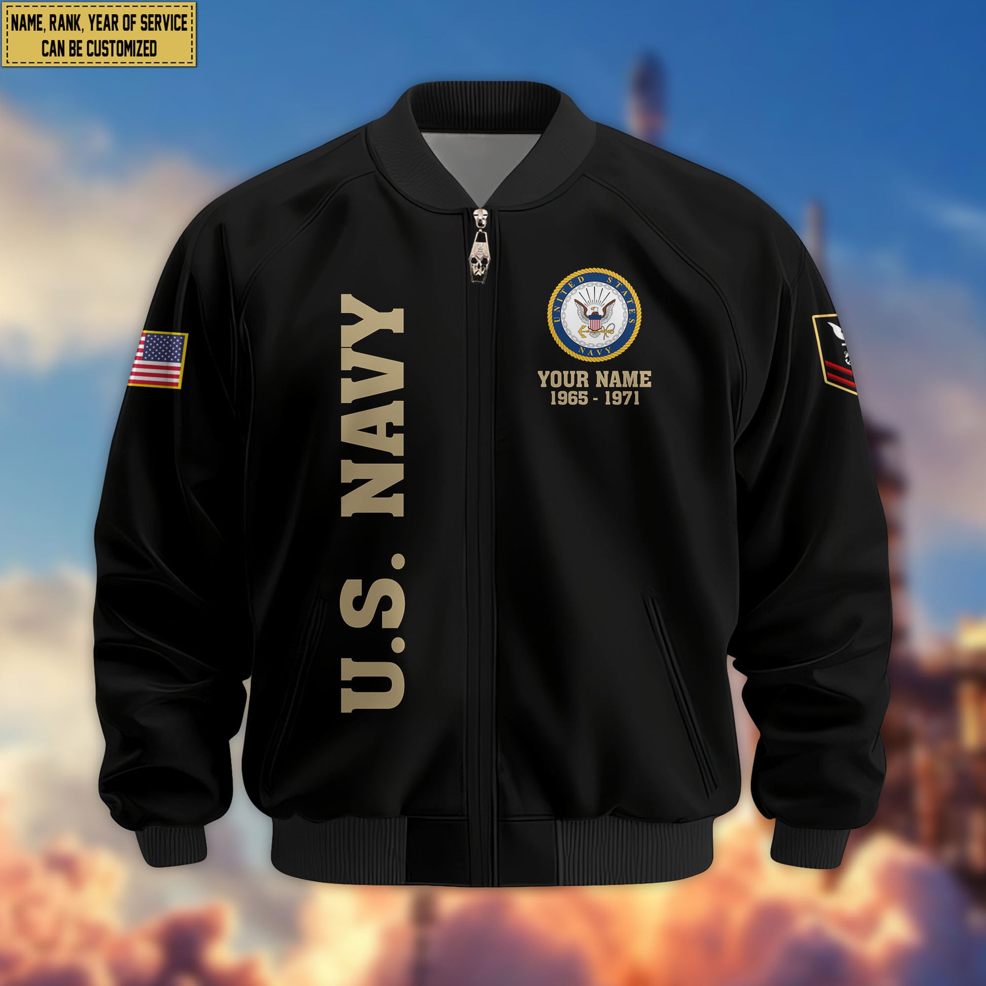Premium Custom US Navy Veteran Bomber Jacket VPVC805602, Gifts For US Navy Veteran, Gifts On Father's Day, Veterans Day.