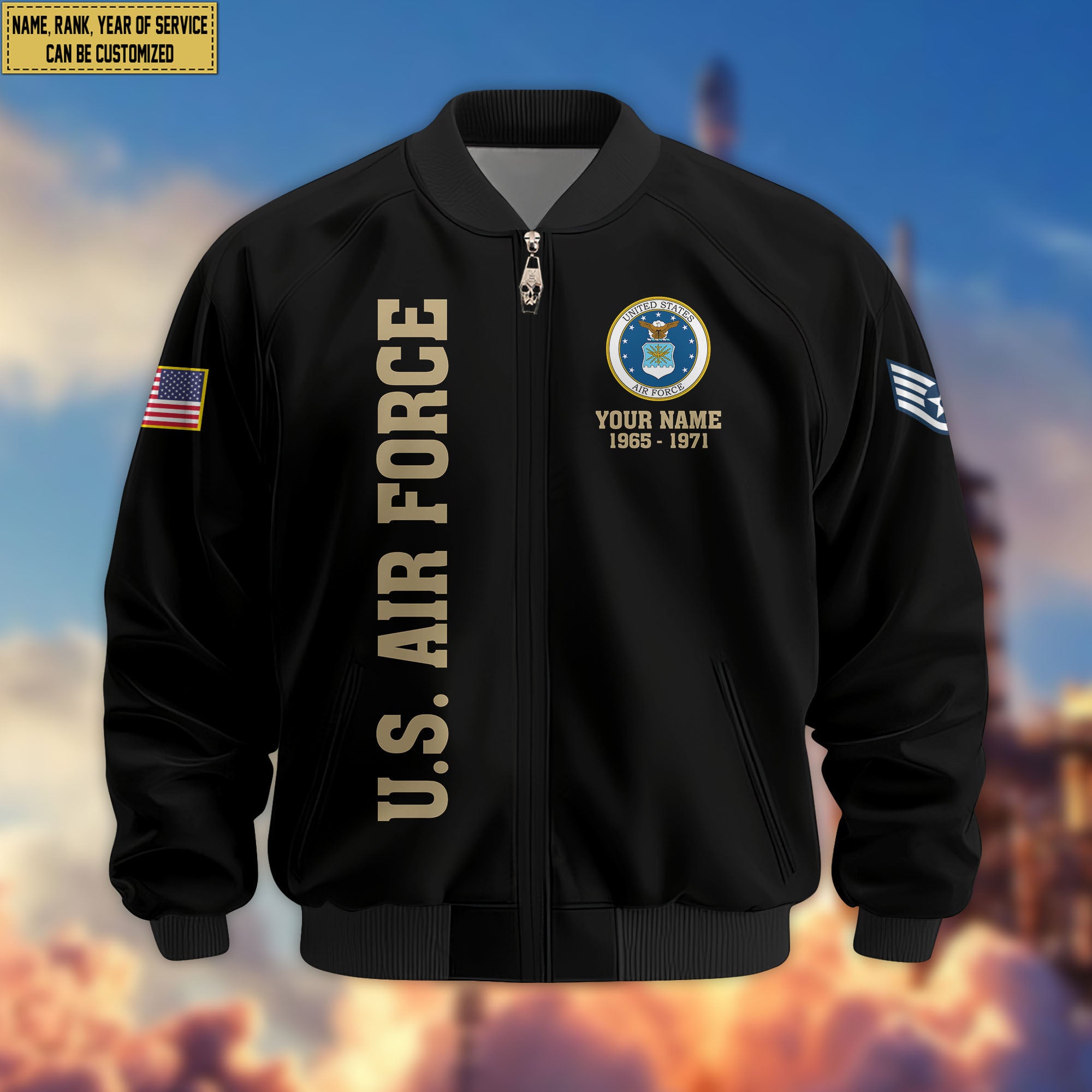 Premium Custom USAF Veteran Bomber Jacket VPVC805604, Gifts For US Air Force Veteran, Gifts On Father's Day, Veterans Day.