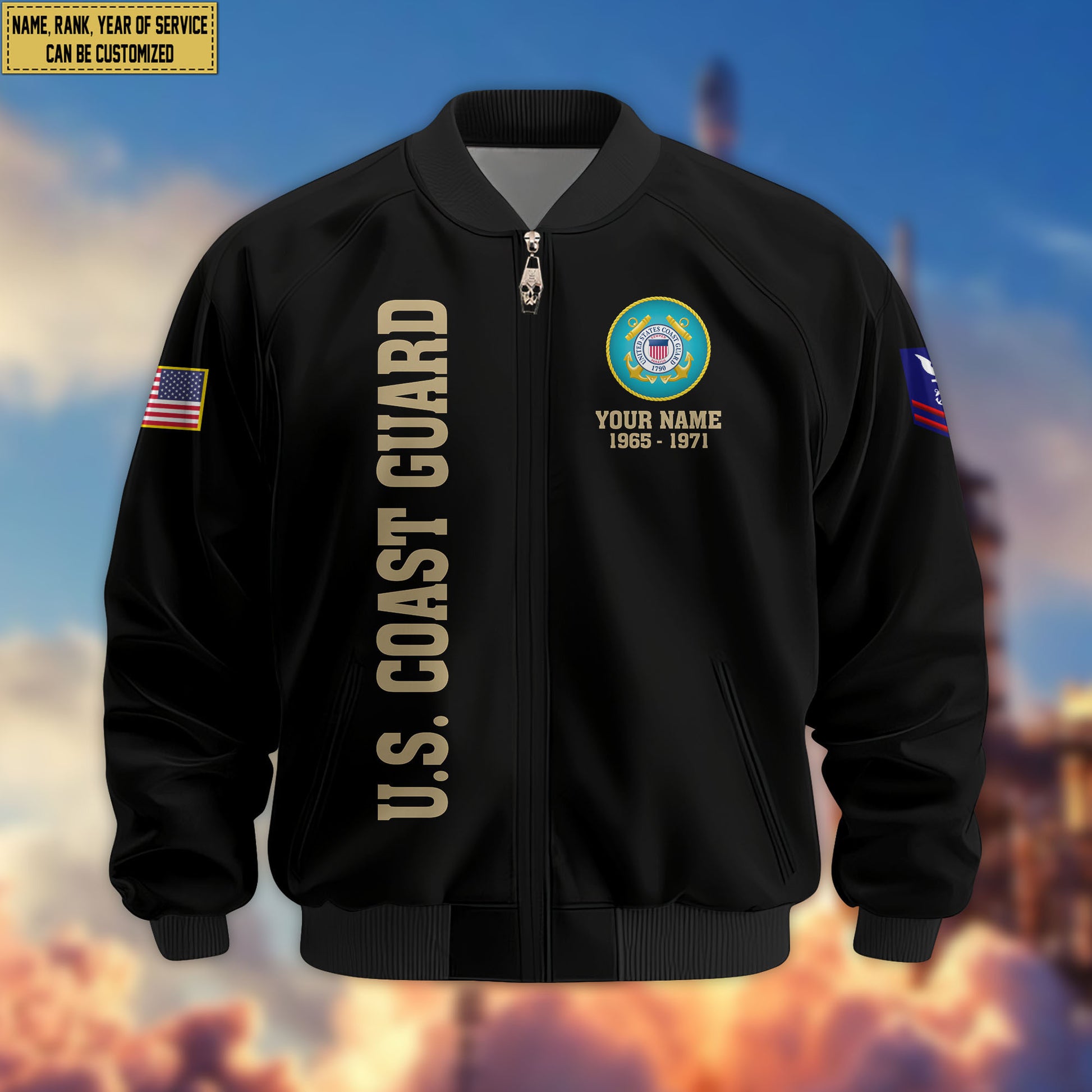 Premium Custom USCG Veteran Bomber Jacket VPVC805605, Gifts For Coast Guard Veteran, Gifts On Father's Day, Veterans Day.