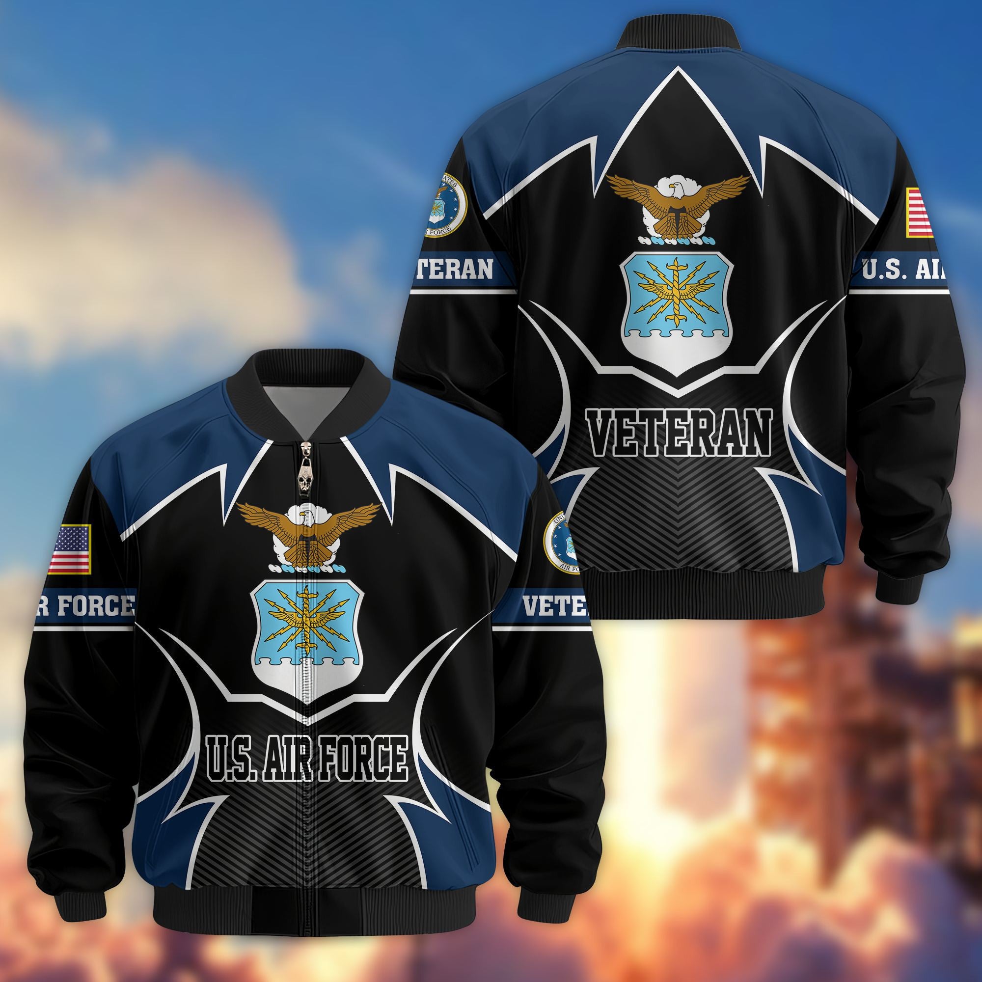 Premium US Veterans Bomber Jacket BPHN270811, Gifts For US Veterans, Gifts On Father's Day, Veterans Day.