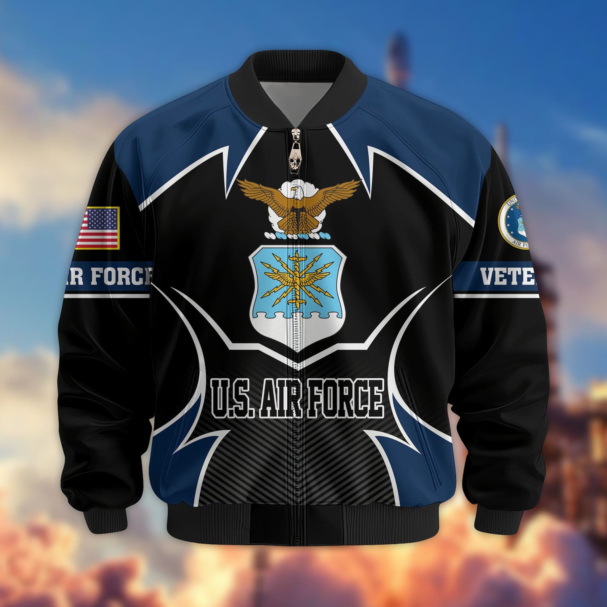 Premium US Veterans Bomber Jacket BPHN270811, Gifts For US Veterans, Gifts On Father's Day, Veterans Day.