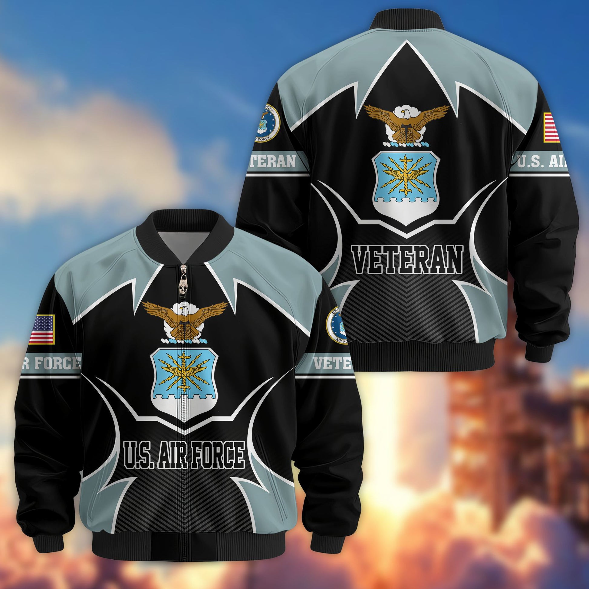 Premium US Veterans Bomber Jacket BPHN270811, Gifts For US Veterans, Gifts On Father's Day, Veterans Day.
