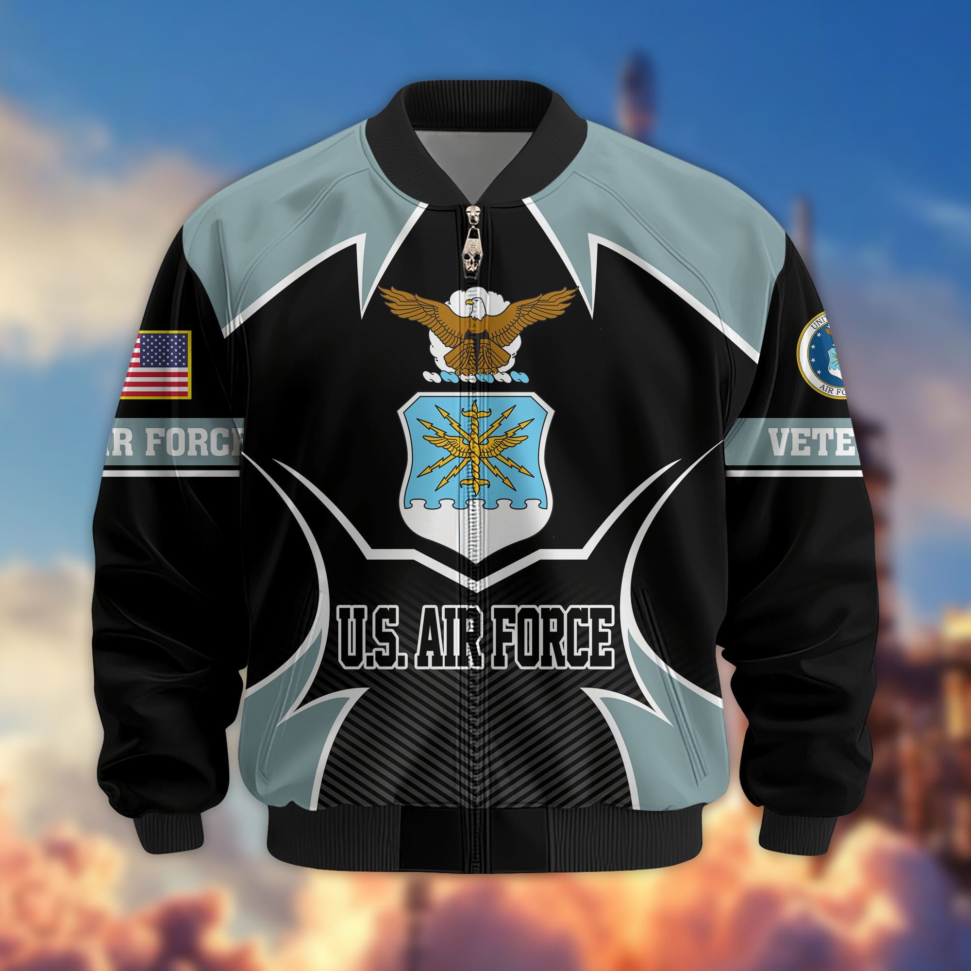 Premium US Veterans Bomber Jacket BPHN270811, Gifts For US Veterans, Gifts On Father's Day, Veterans Day.