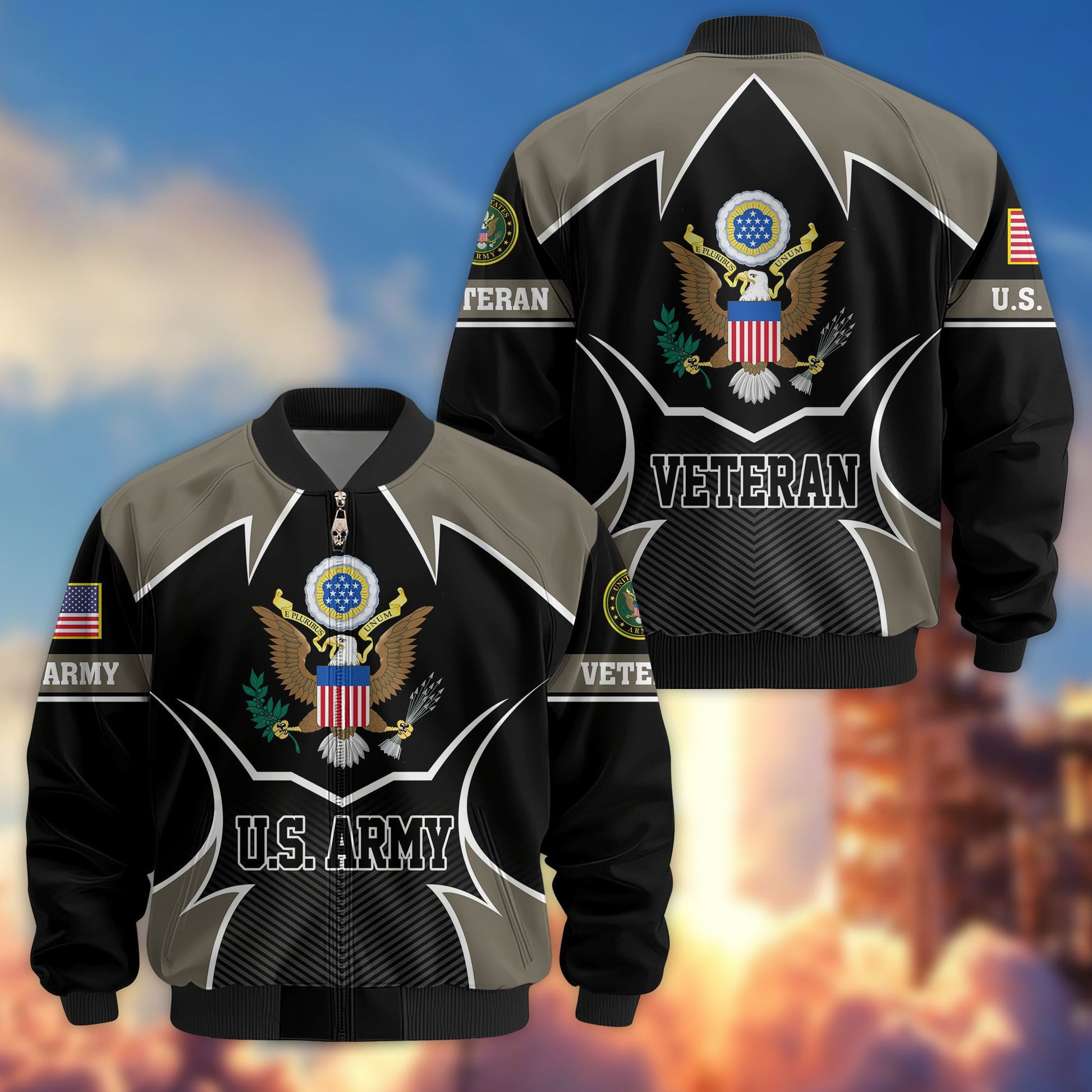Premium US Veterans Bomber Jacket BPHN270811, Gifts For US Veterans, Gifts On Father's Day, Veterans Day.