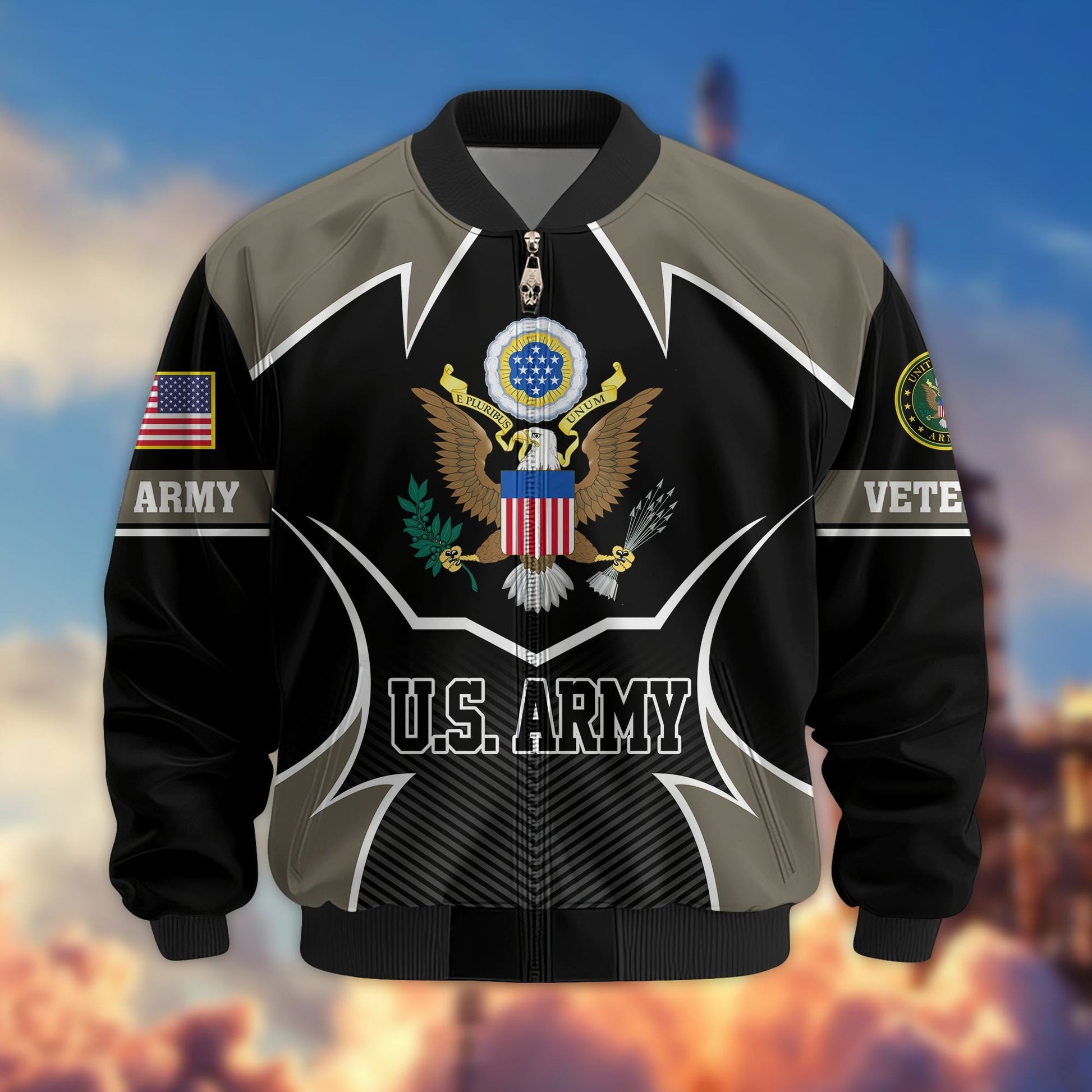 Premium US Veterans Bomber Jacket BPHN270811, Gifts For US Veterans, Gifts On Father's Day, Veterans Day.
