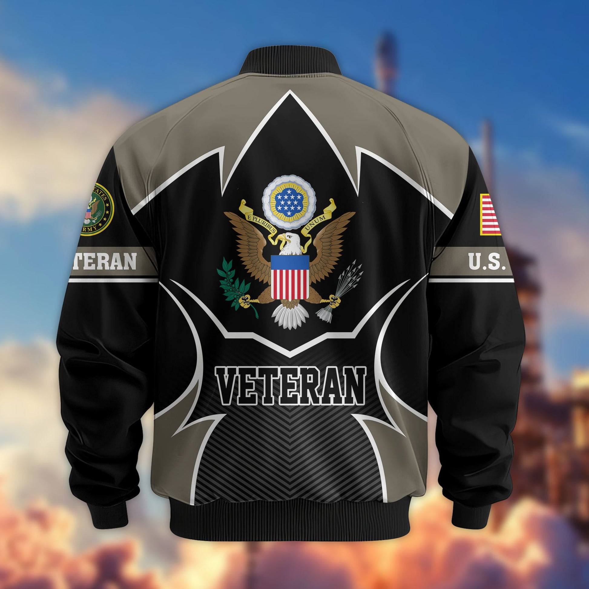 Premium US Veterans Bomber Jacket BPHN270811, Gifts For US Veterans, Gifts On Father's Day, Veterans Day.