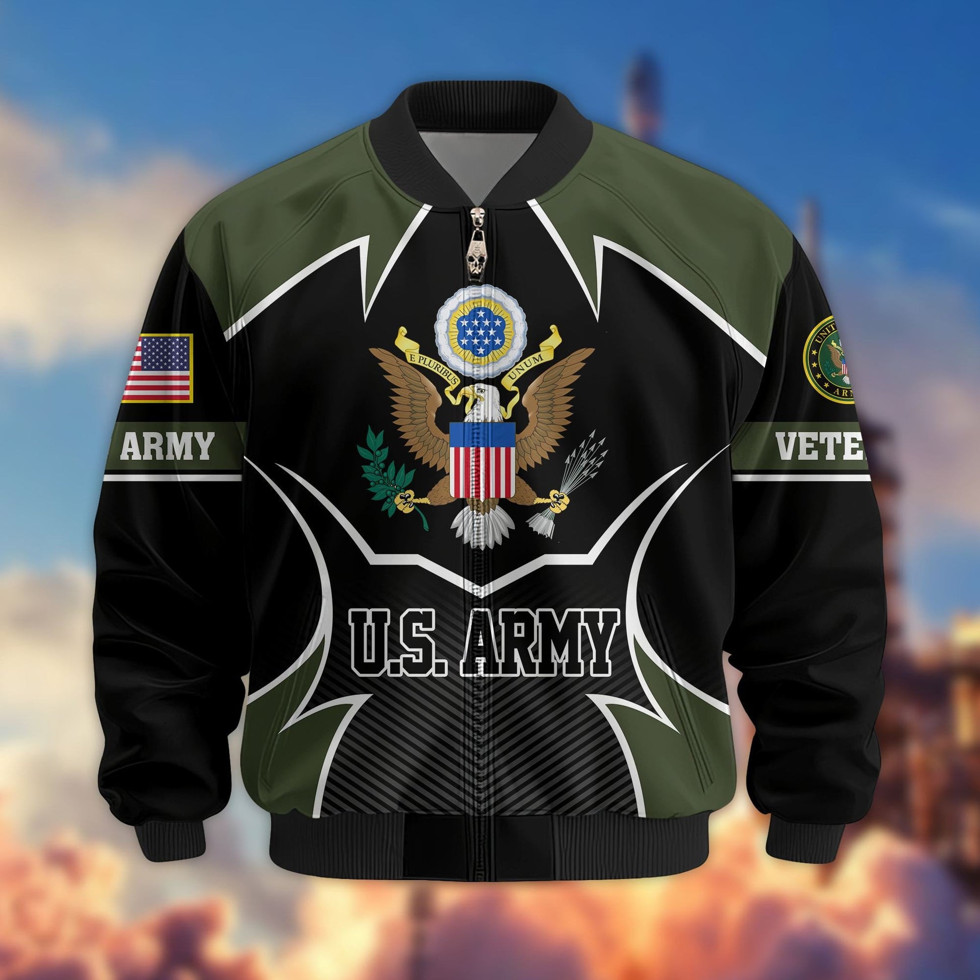 Premium US Veterans Bomber Jacket BPHN270811, Gifts For US Veterans, Gifts On Father's Day, Veterans Day.