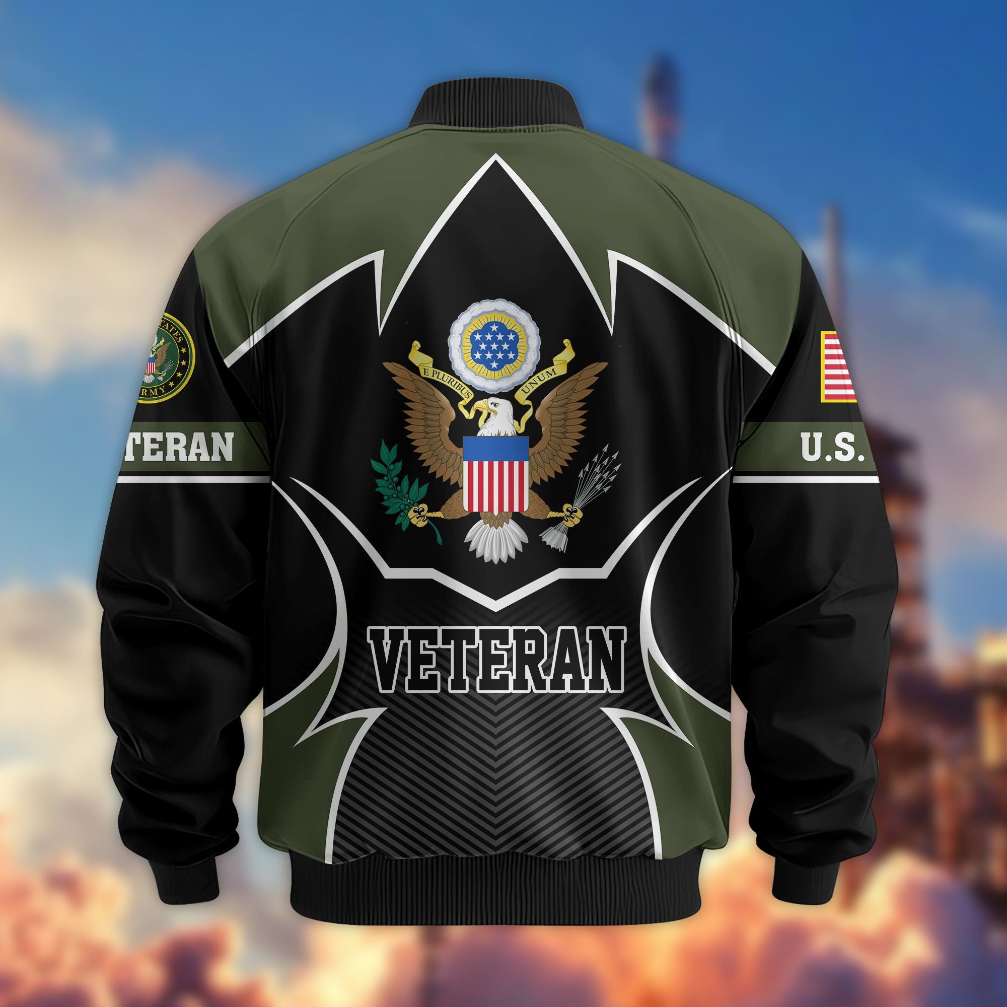 Premium US Veterans Bomber Jacket BPHN270811, Gifts For US Veterans, Gifts On Father's Day, Veterans Day.