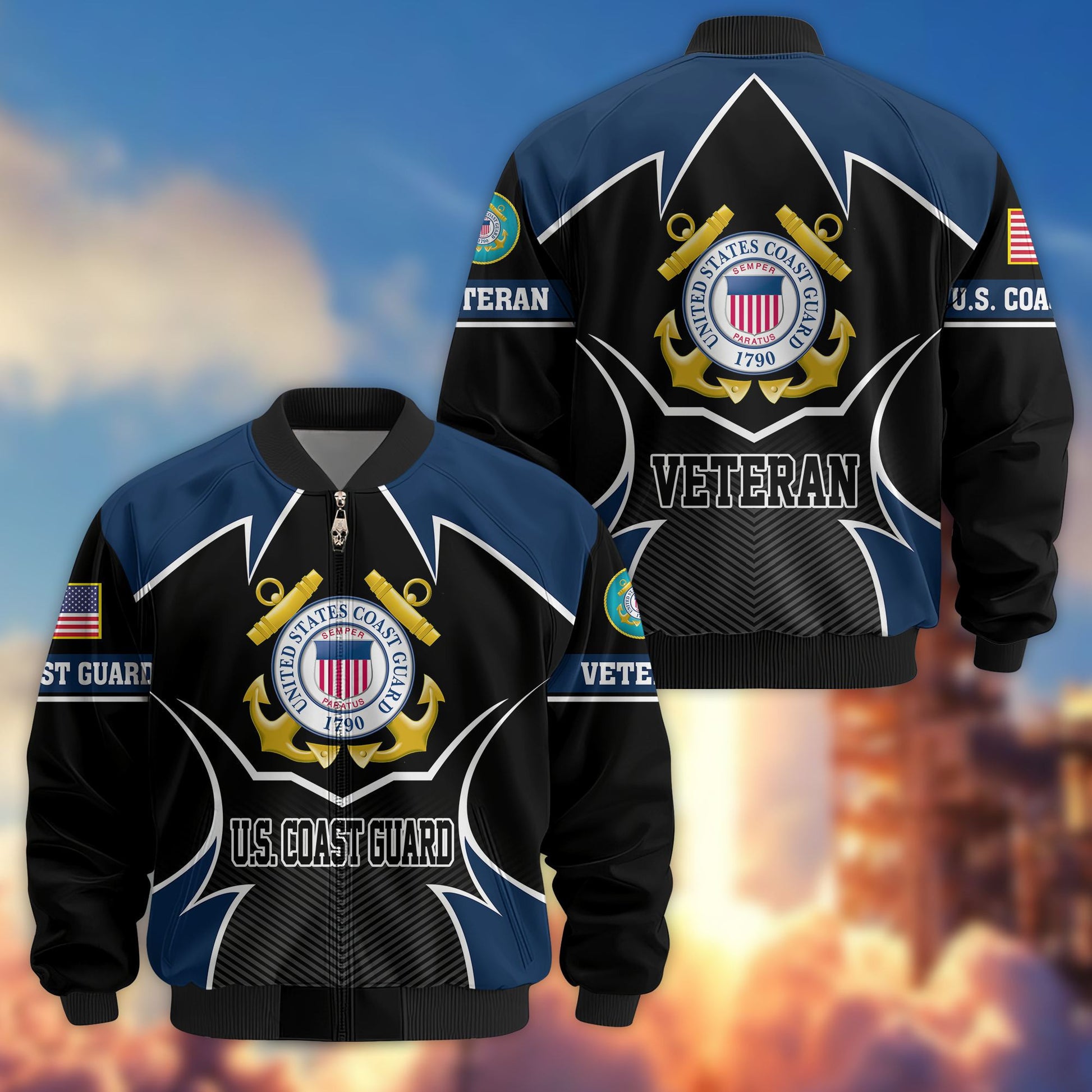 Premium US Veterans Bomber Jacket BPHN270811, Gifts For US Veterans, Gifts On Father's Day, Veterans Day.