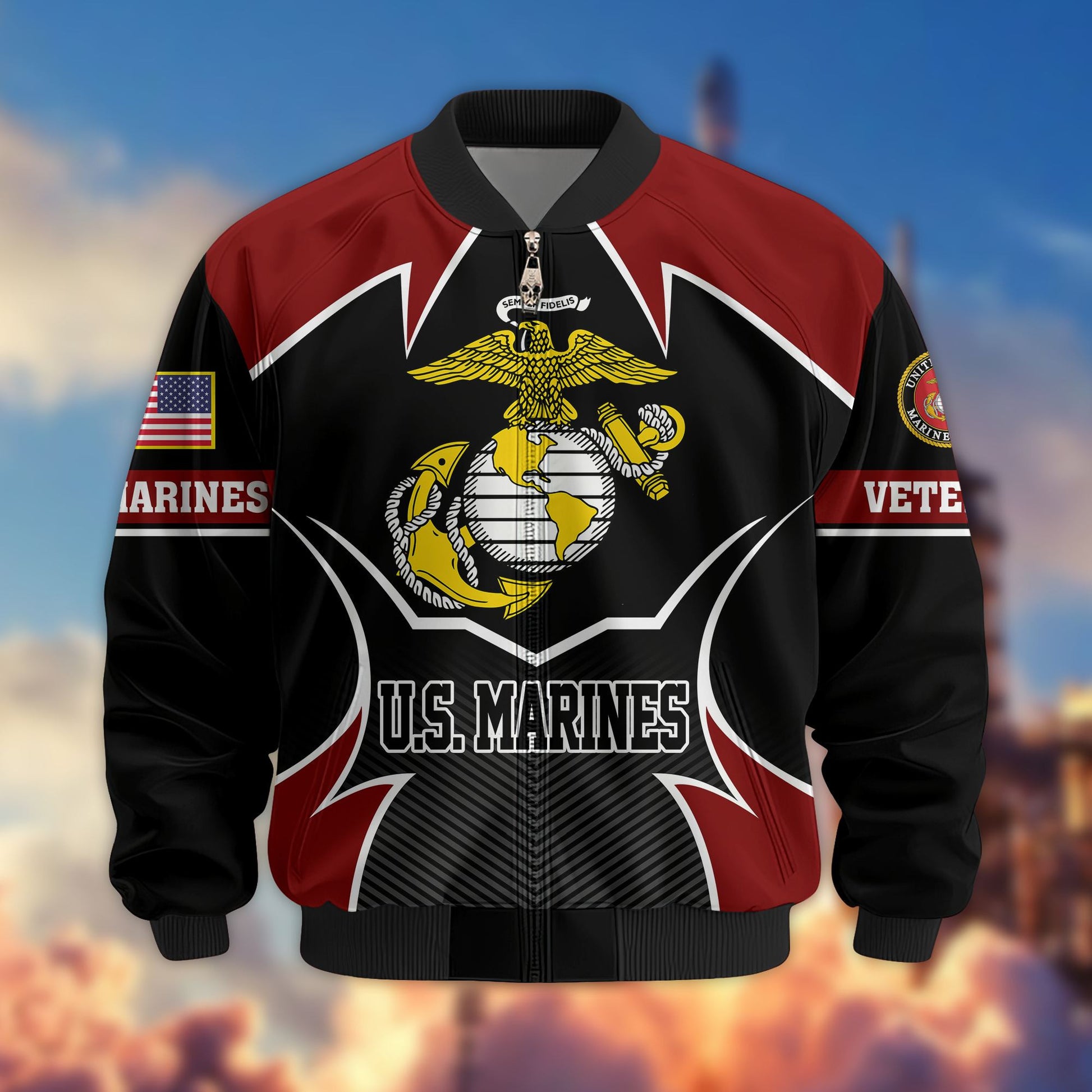 Premium US Veterans Bomber Jacket BPHN270811, Gifts For US Veterans, Gifts On Father's Day, Veterans Day.
