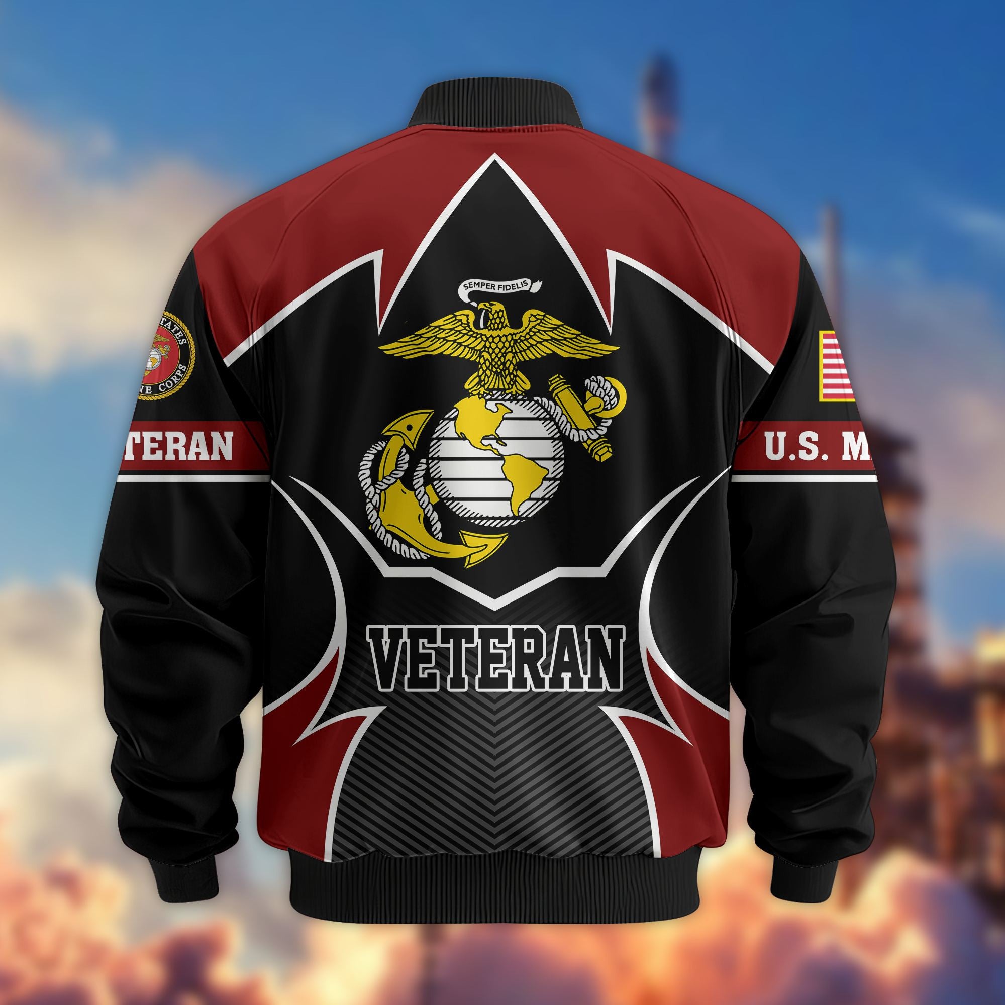 Premium US Veterans Bomber Jacket BPHN270811, Gifts For US Veterans, Gifts On Father's Day, Veterans Day.