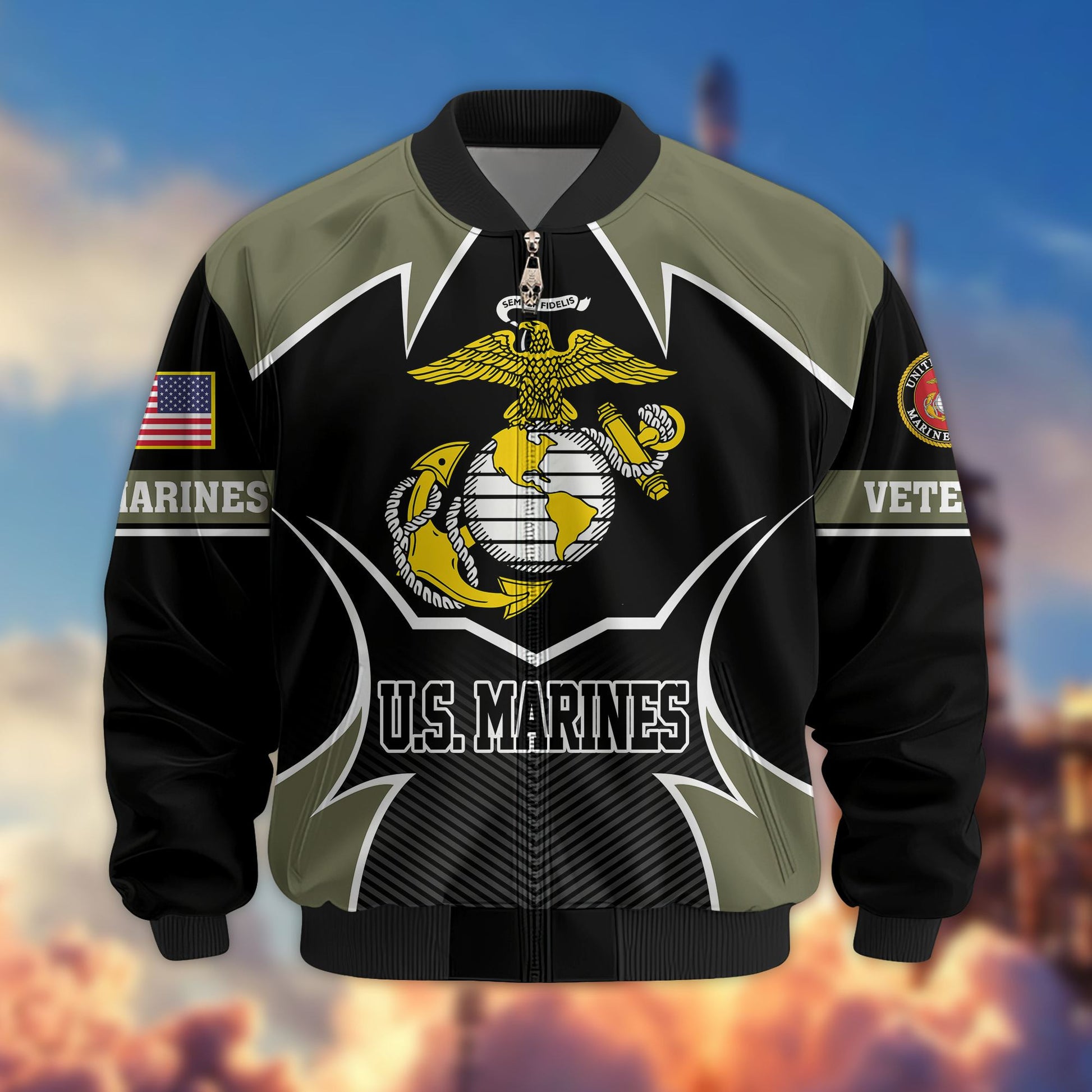 Premium US Veterans Bomber Jacket BPHN270811, Gifts For US Veterans, Gifts On Father's Day, Veterans Day.