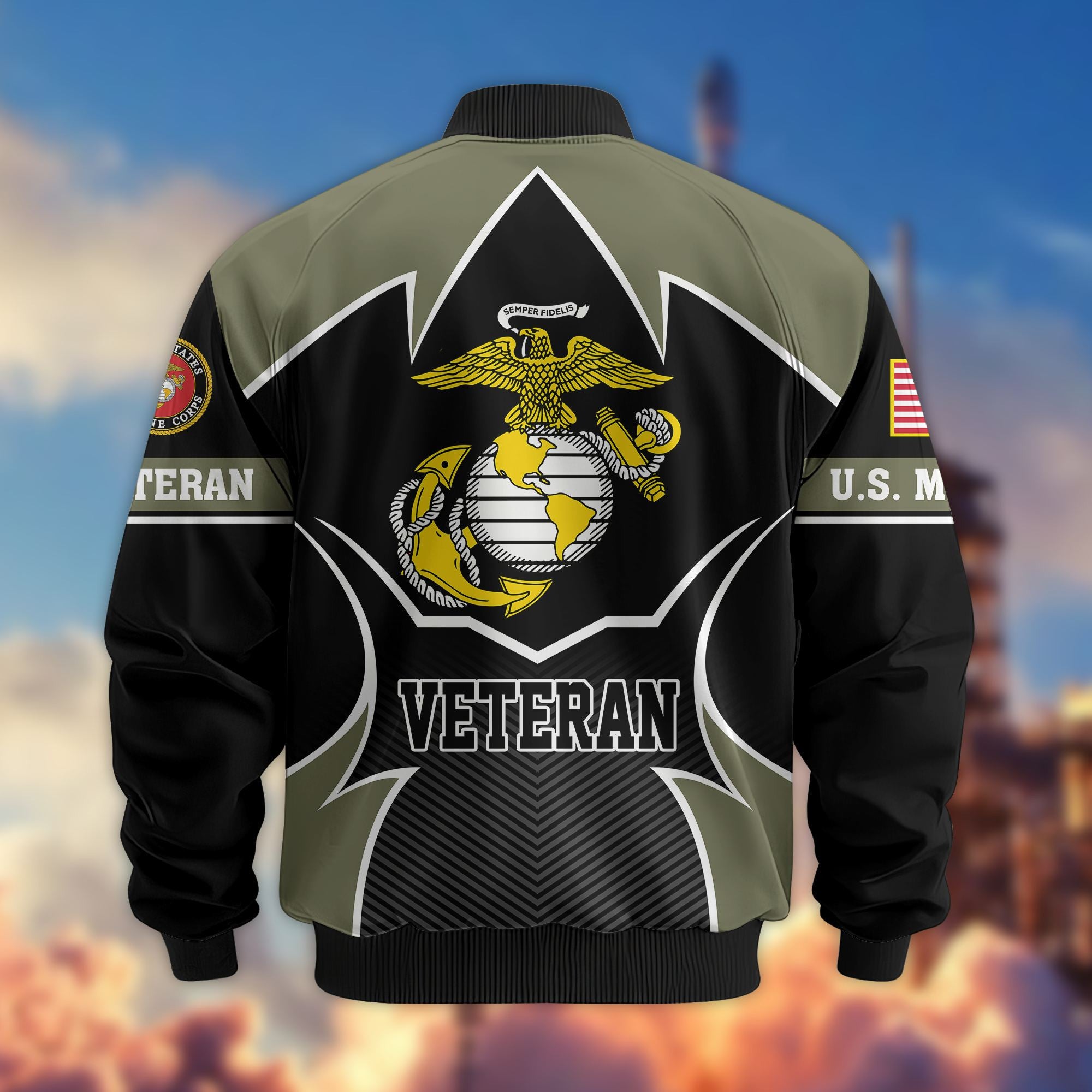 Premium US Veterans Bomber Jacket BPHN270811, Gifts For US Veterans, Gifts On Father's Day, Veterans Day.