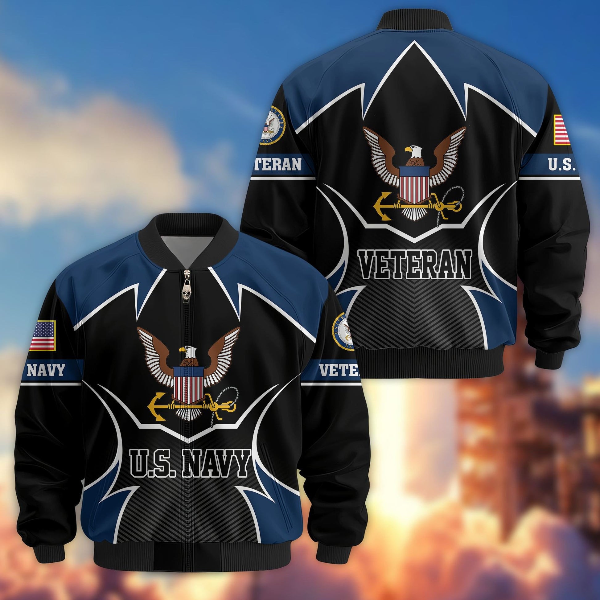 Premium US Veterans Bomber Jacket BPHN270811, Gifts For US Veterans, Gifts On Father's Day, Veterans Day.