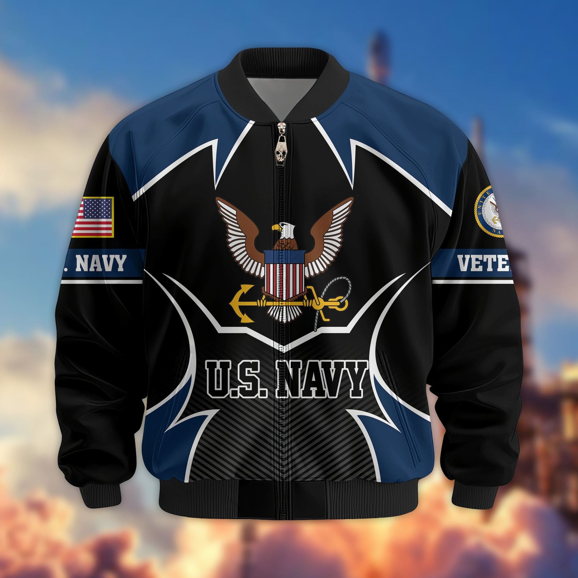 Premium US Veterans Bomber Jacket BPHN270811, Gifts For US Veterans, Gifts On Father's Day, Veterans Day.