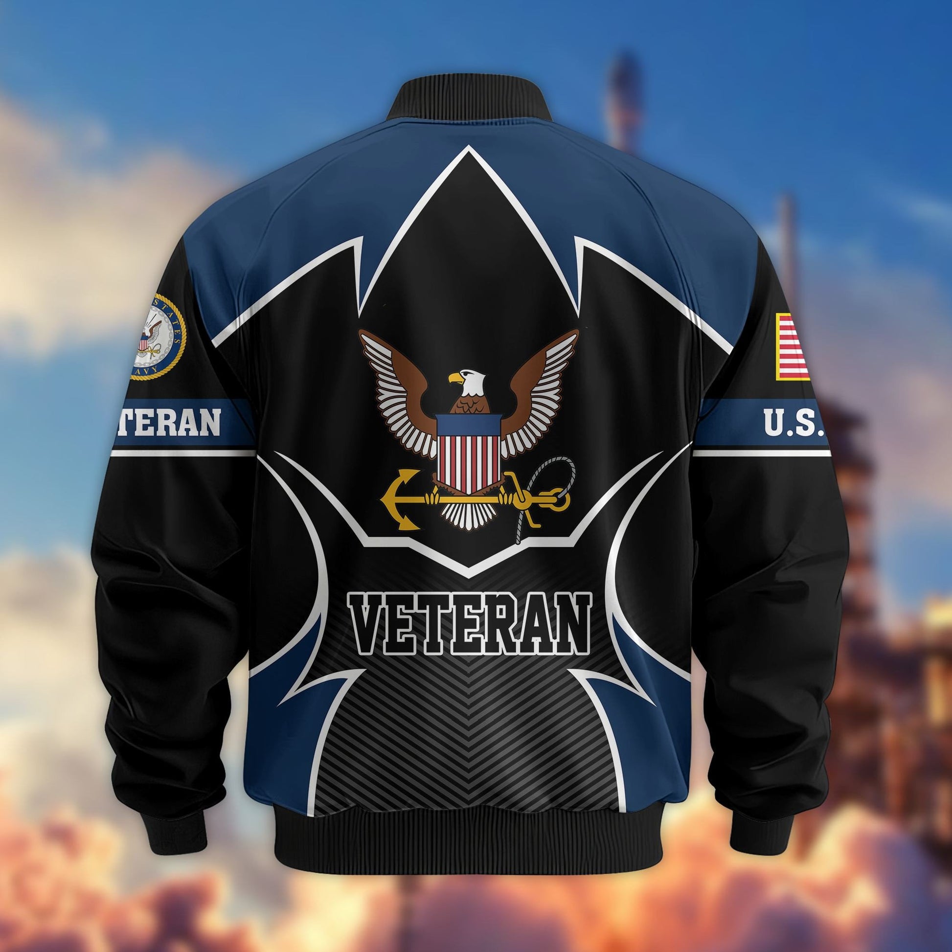 Premium US Veterans Bomber Jacket BPHN270811, Gifts For US Veterans, Gifts On Father's Day, Veterans Day.