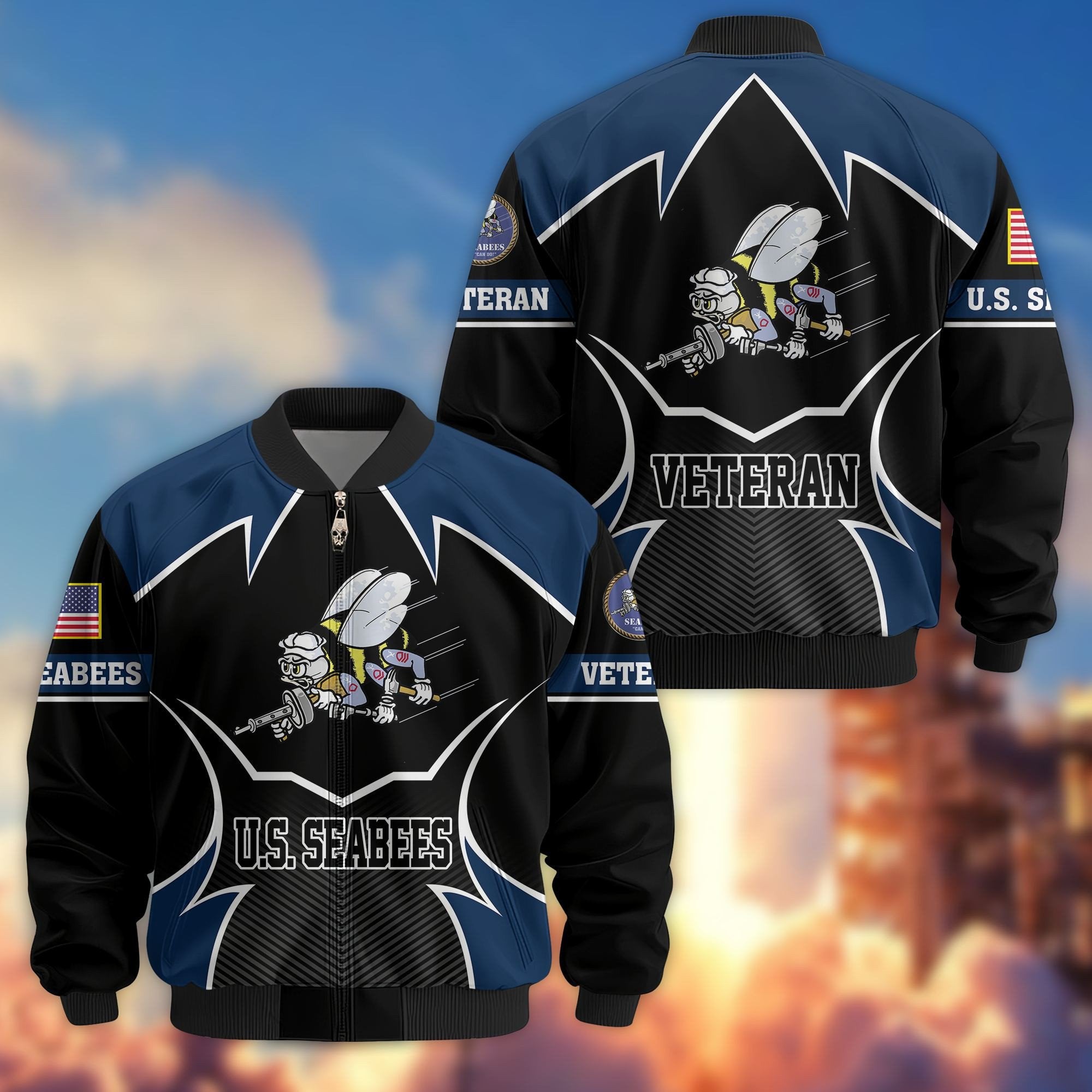 Premium US Veterans Bomber Jacket BPHN270811, Gifts For US Veterans, Gifts On Father's Day, Veterans Day.