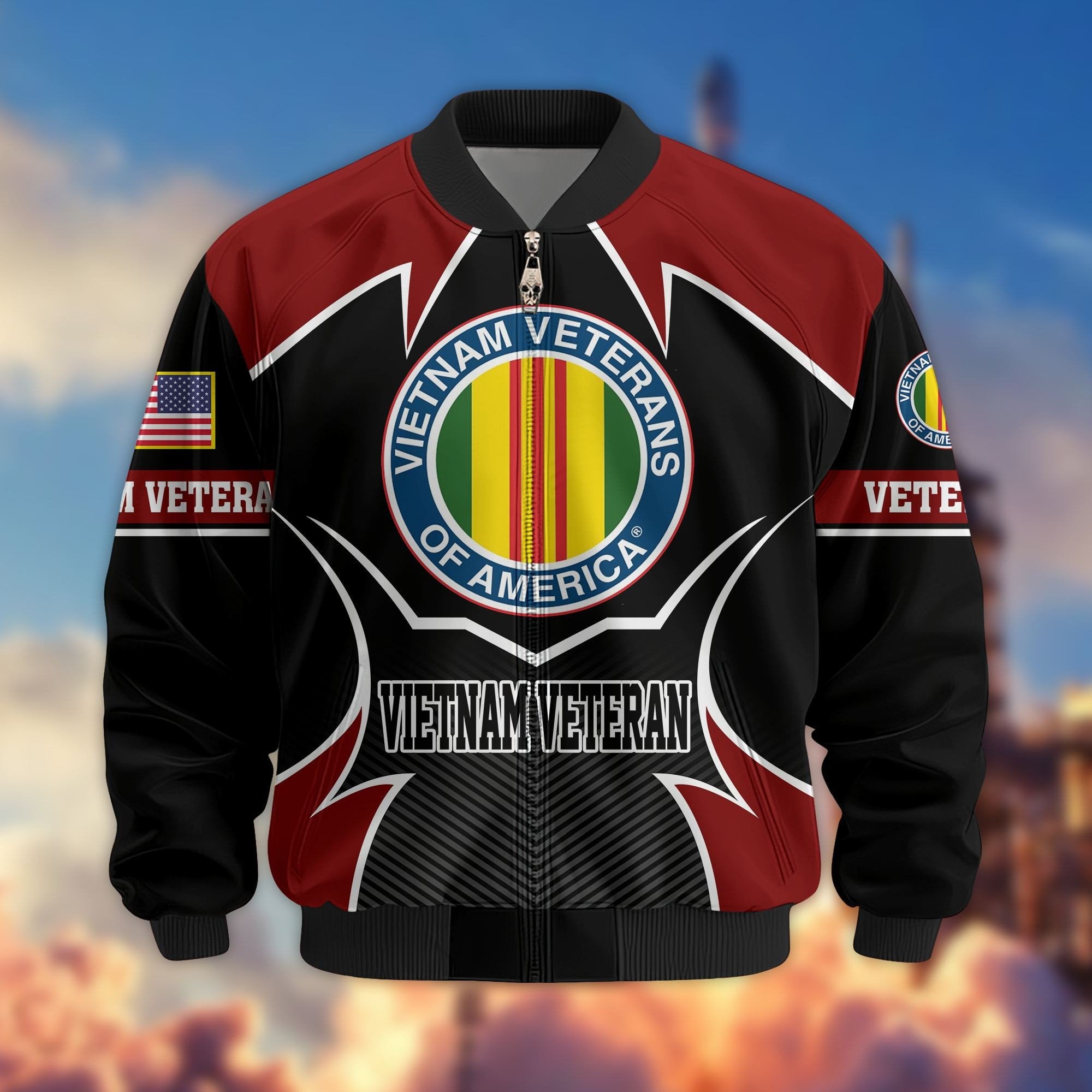 Premium US Veterans Bomber Jacket BPHN270811, Gifts For US Veterans, Gifts On Father's Day, Veterans Day.