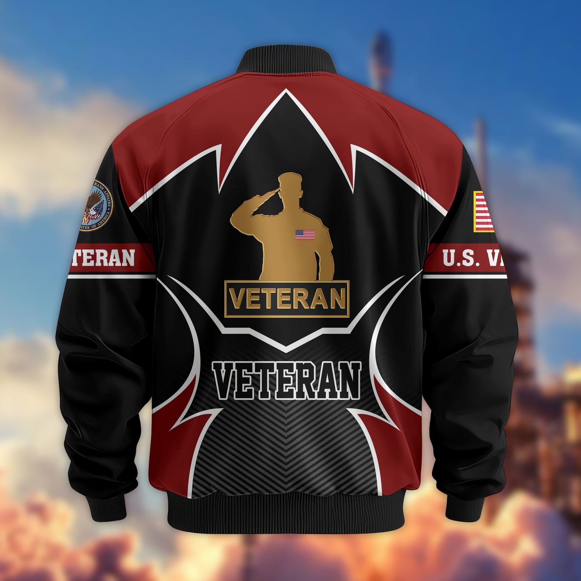 Premium US Veterans Bomber Jacket BPHN270811, Gifts For US Veterans, Gifts On Father's Day, Veterans Day.