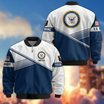 Premium Custom US Navy Veteran Bomber Jacket VPVC805902, Gifts For US Navy Veteran, Gifts On Father's Day, Veterans Day.