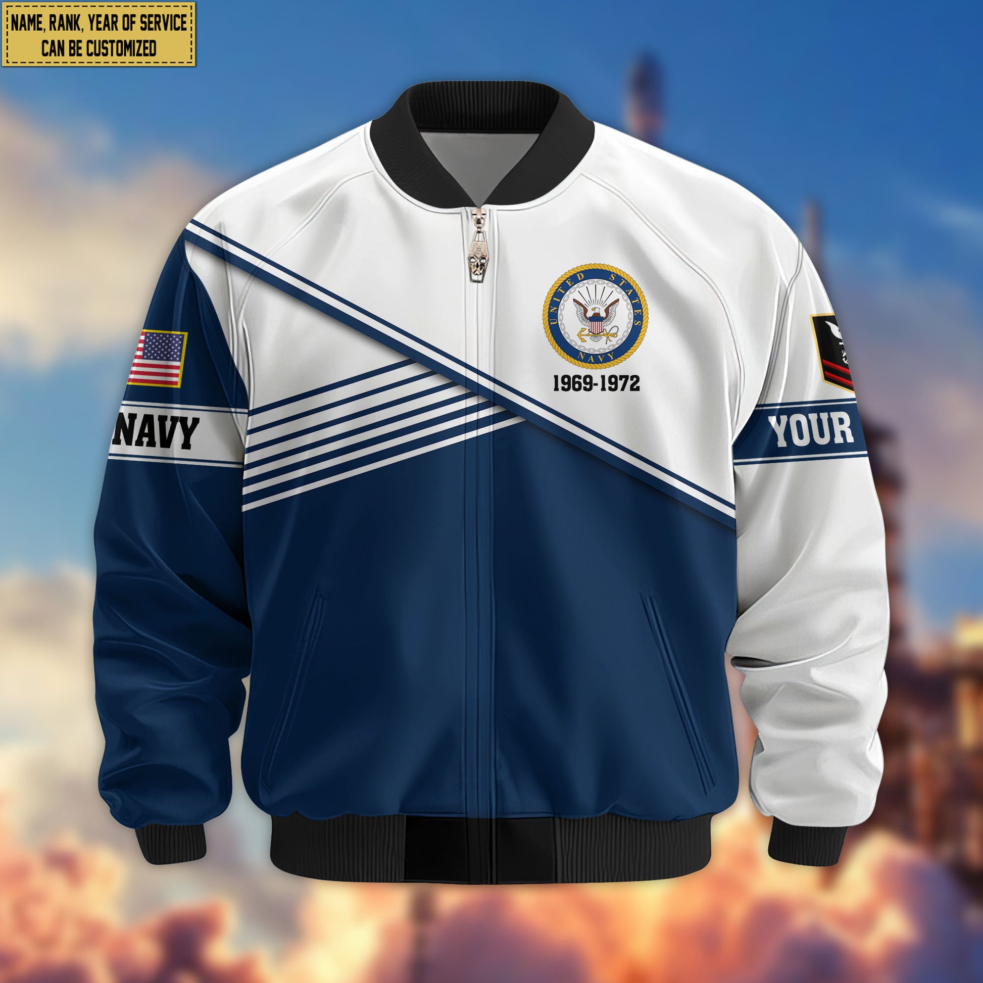 Premium Custom US Navy Veteran Bomber Jacket VPVC805902, Gifts For US Navy Veteran, Gifts On Father's Day, Veterans Day.