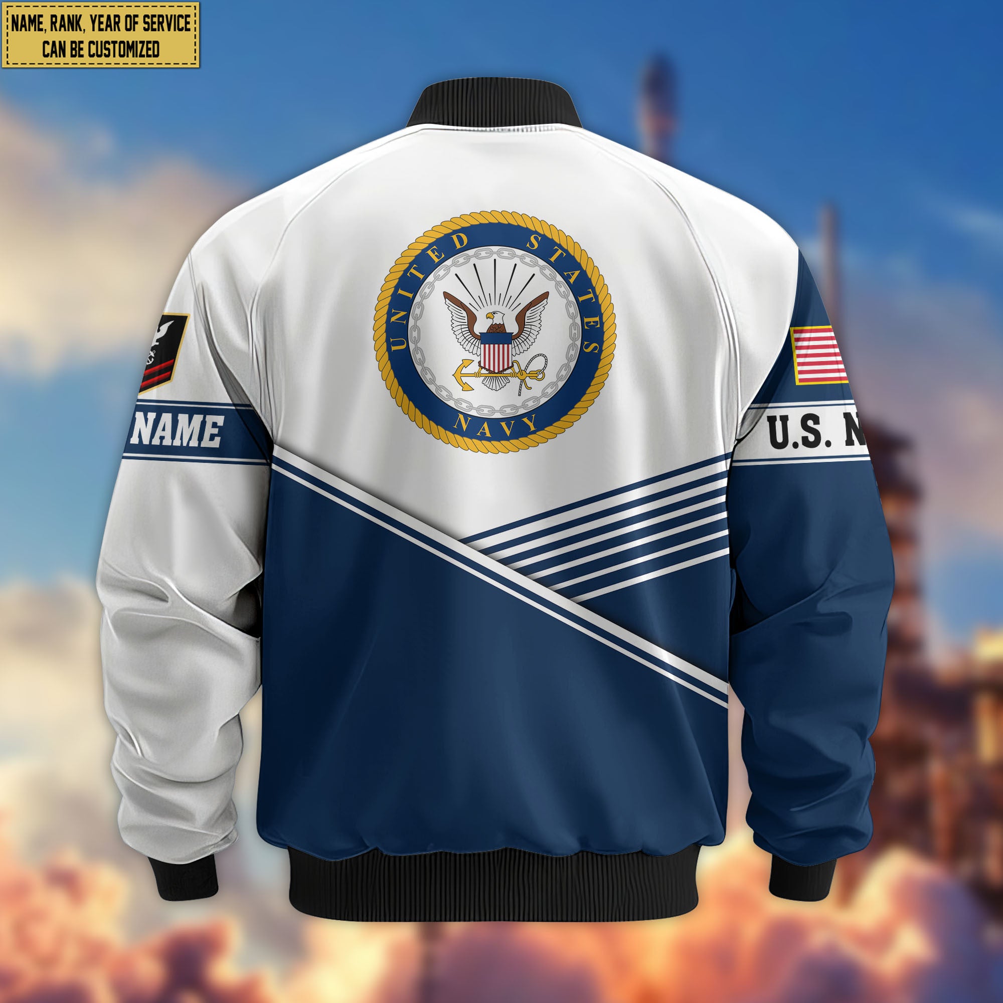 Premium Custom US Navy Veteran Bomber Jacket VPVC805902, Gifts For US Navy Veteran, Gifts On Father's Day, Veterans Day.