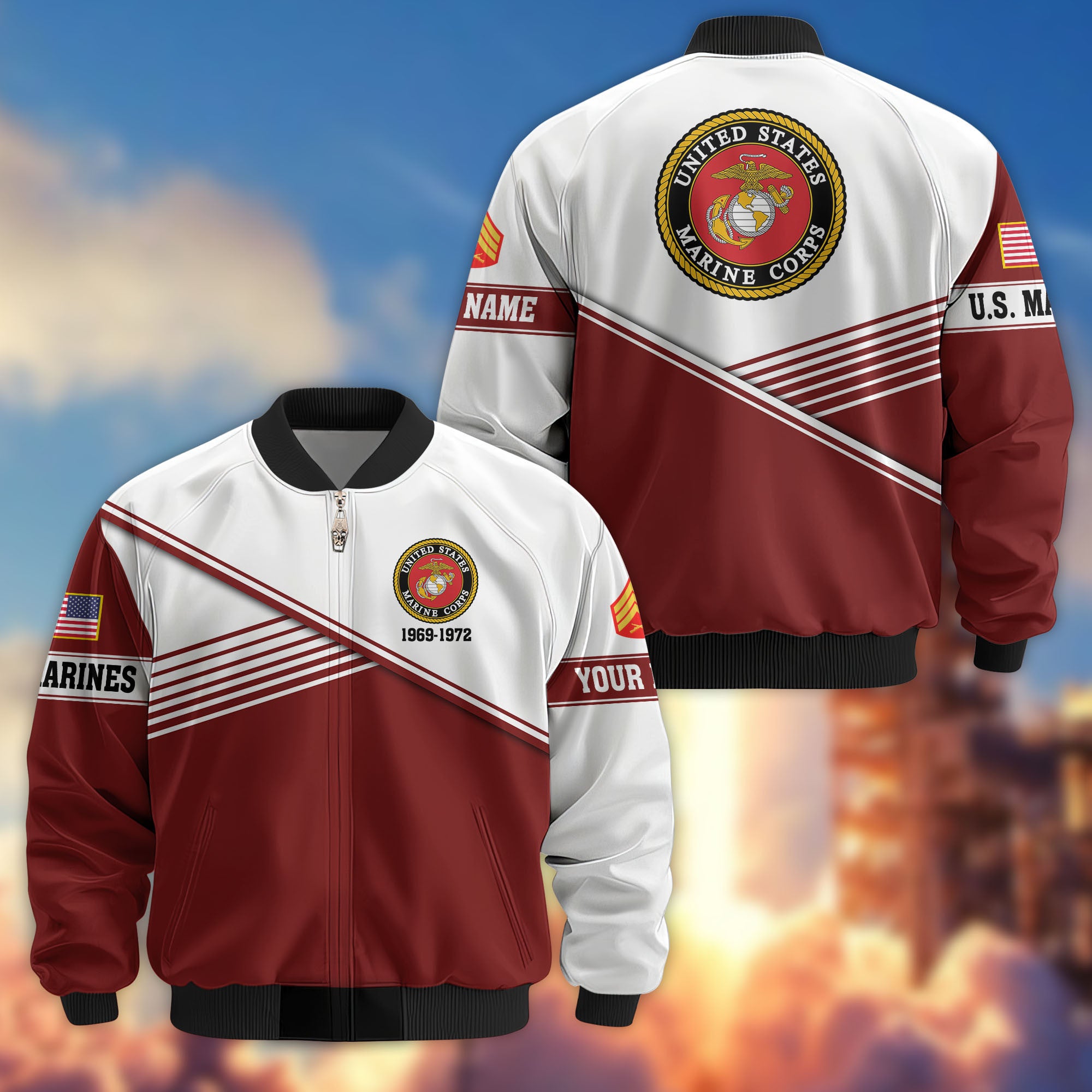Premium Custom USMC Veteran Bomber Jacket VPVC805903, Gifts For US Marine Veteran, Gifts On Father's Day, Veterans Day.