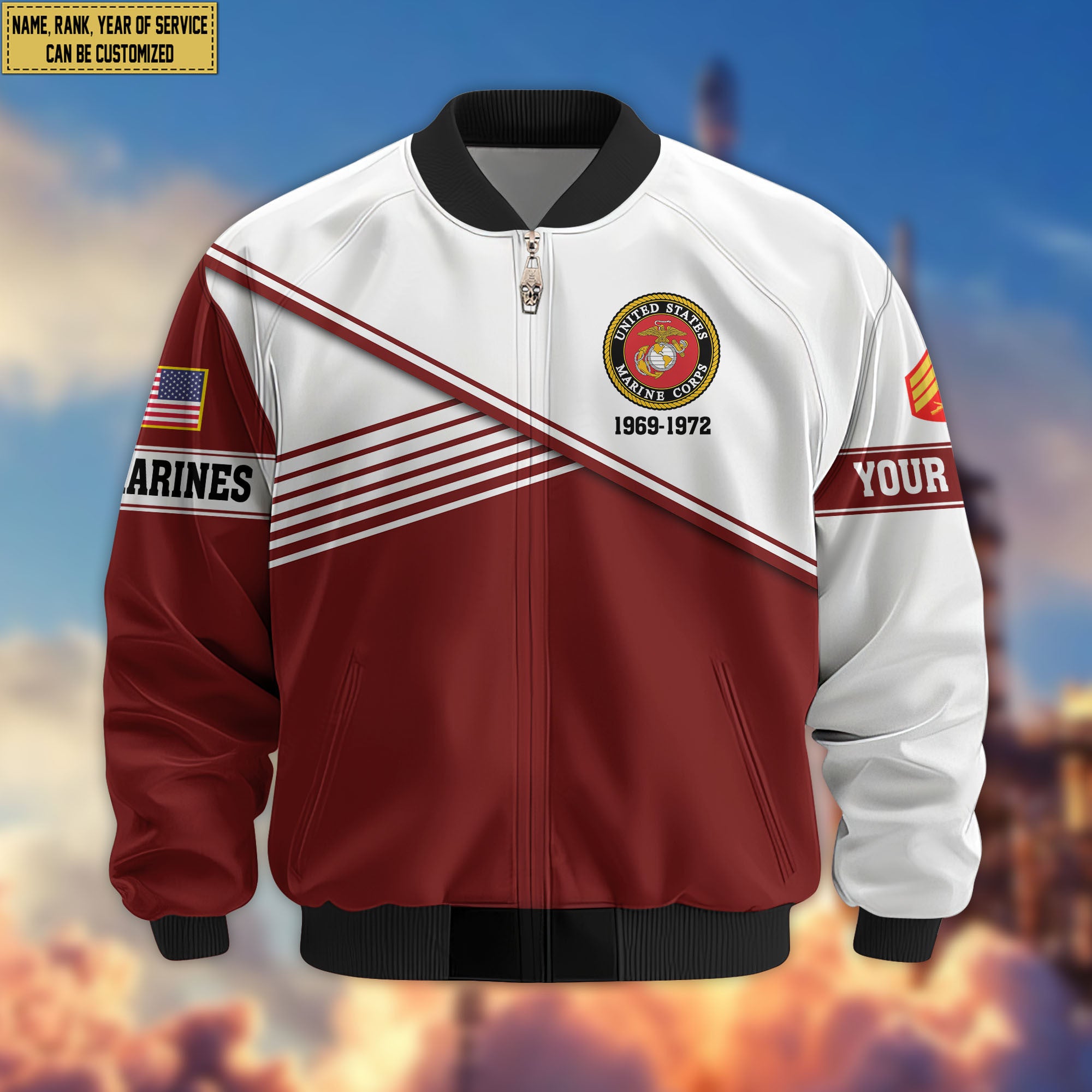 Premium Custom USMC Veteran Bomber Jacket VPVC805903, Gifts For US Marine Veteran, Gifts On Father's Day, Veterans Day.
