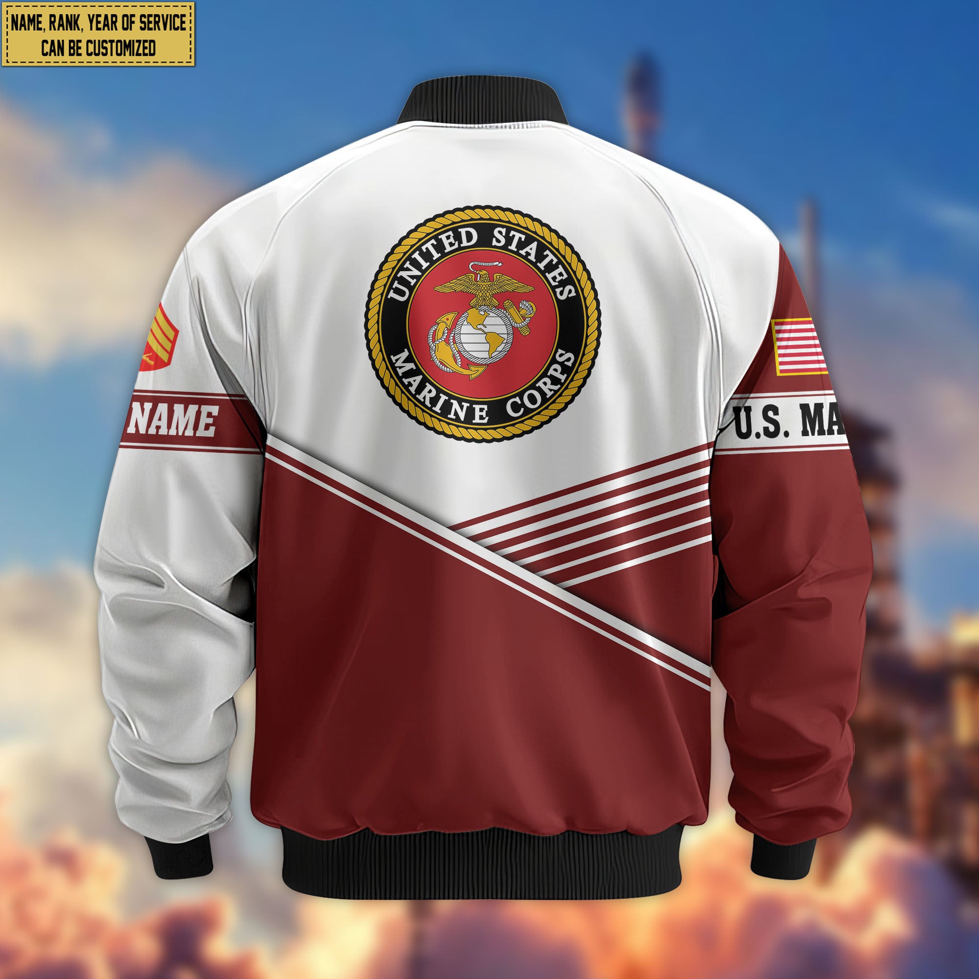 Premium Custom USMC Veteran Bomber Jacket VPVC805903, Gifts For US Marine Veteran, Gifts On Father's Day, Veterans Day.