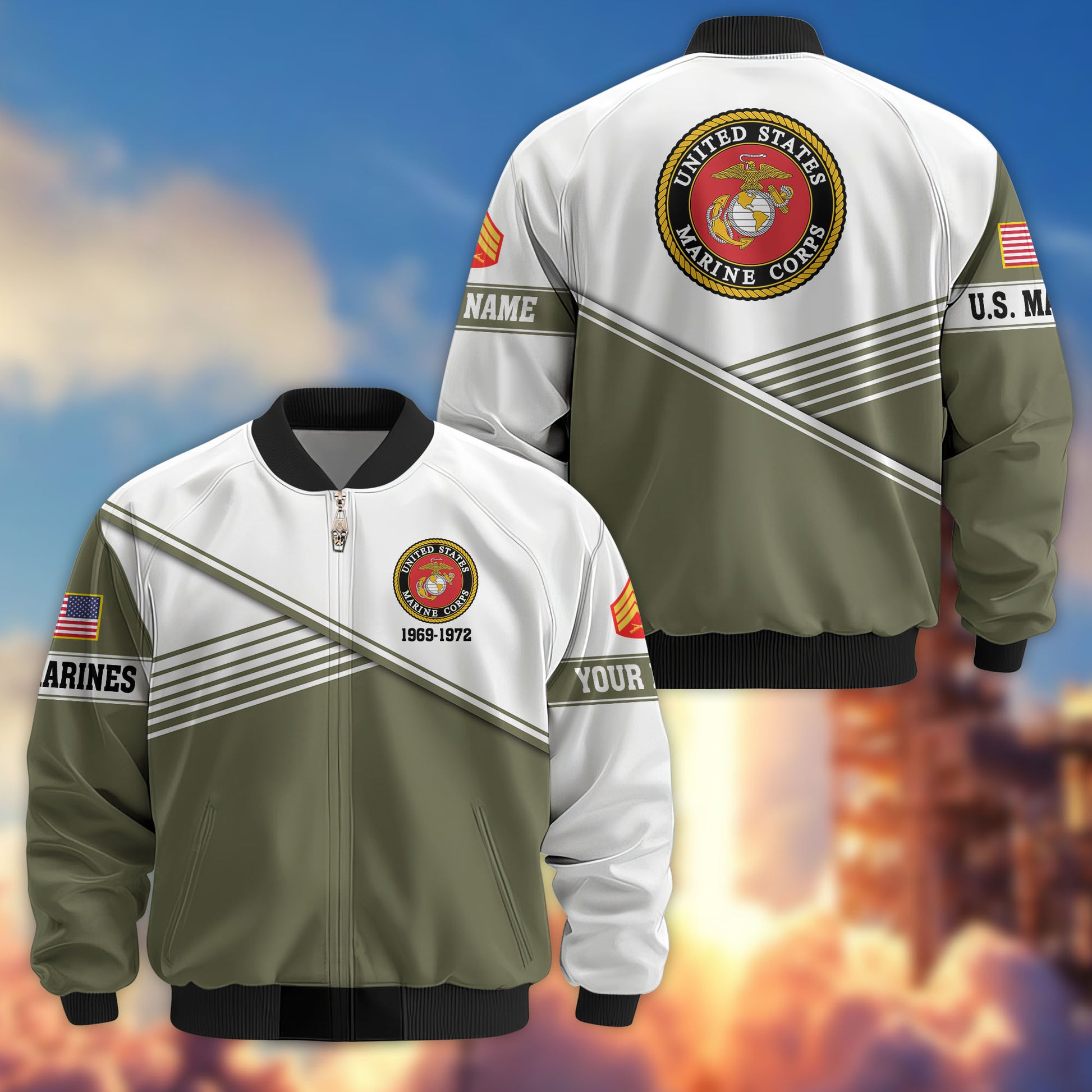 Premium Custom USMC Veteran Bomber Jacket VPVC805911, Gifts For US Marine Veteran, Gifts On Father's Day, Veterans Day.