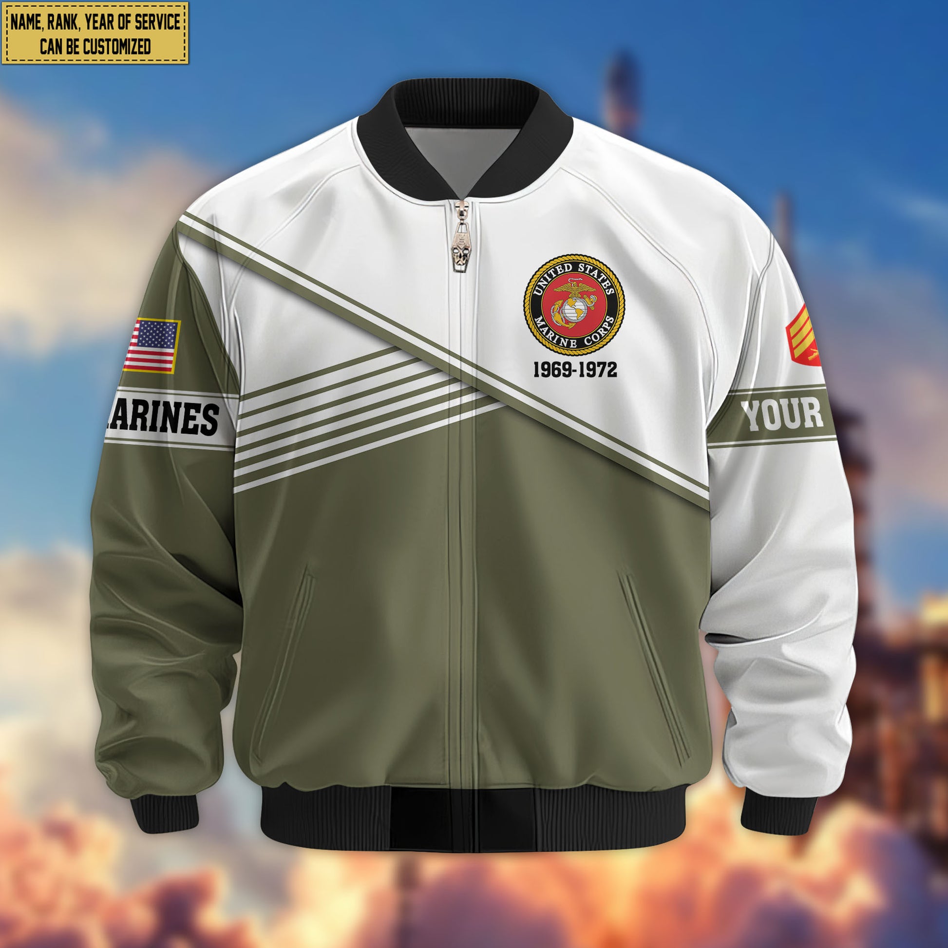 Premium Custom USMC Veteran Bomber Jacket VPVC805911, Gifts For US Marine Veteran, Gifts On Father's Day, Veterans Day.