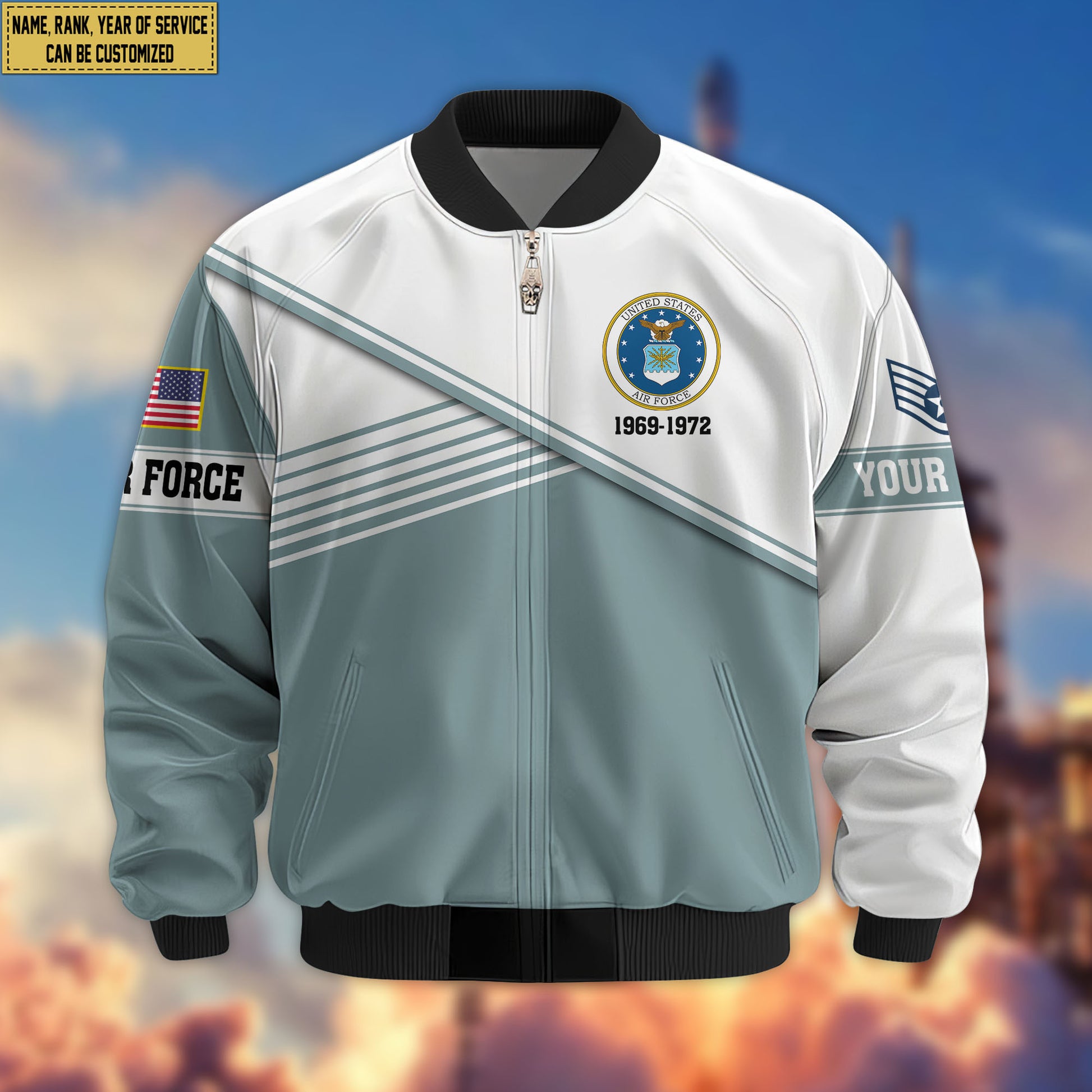 Premium Custom USAF Veteran Bomber Jacket VPVC805904, Gifts For US Air Force Veteran, Gifts On Father's Day, Veterans Day.