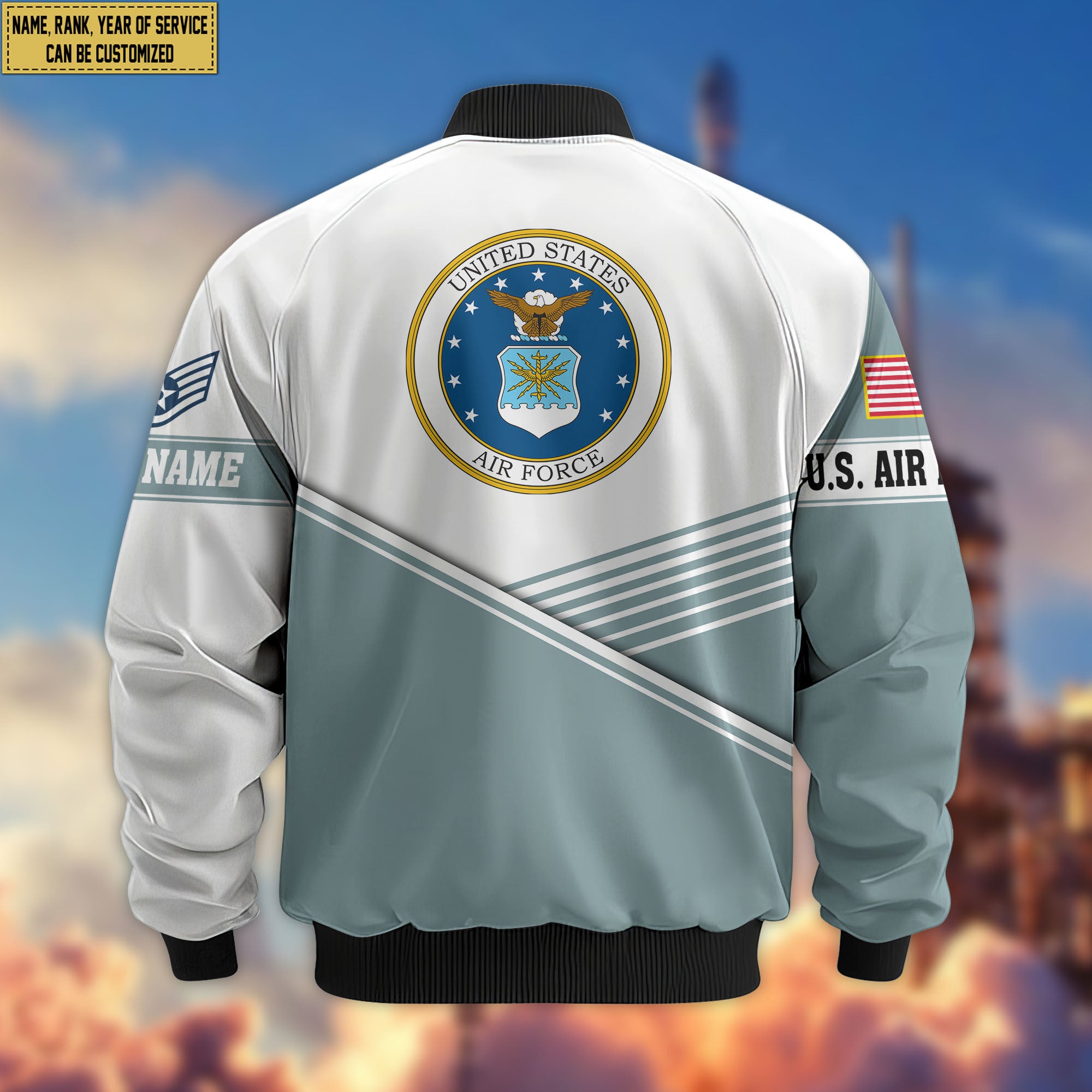 Premium Custom USAF Veteran Bomber Jacket VPVC805904, Gifts For US Air Force Veteran, Gifts On Father's Day, Veterans Day.