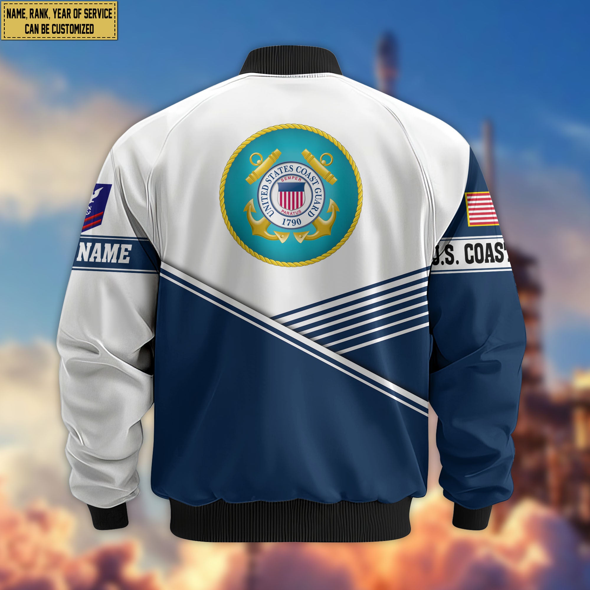 Premium Custom USCG Veteran Bomber Jacket VPVC805905, Gifts For Coast Guard Veteran, Gifts On Father's Day, Veterans Day.