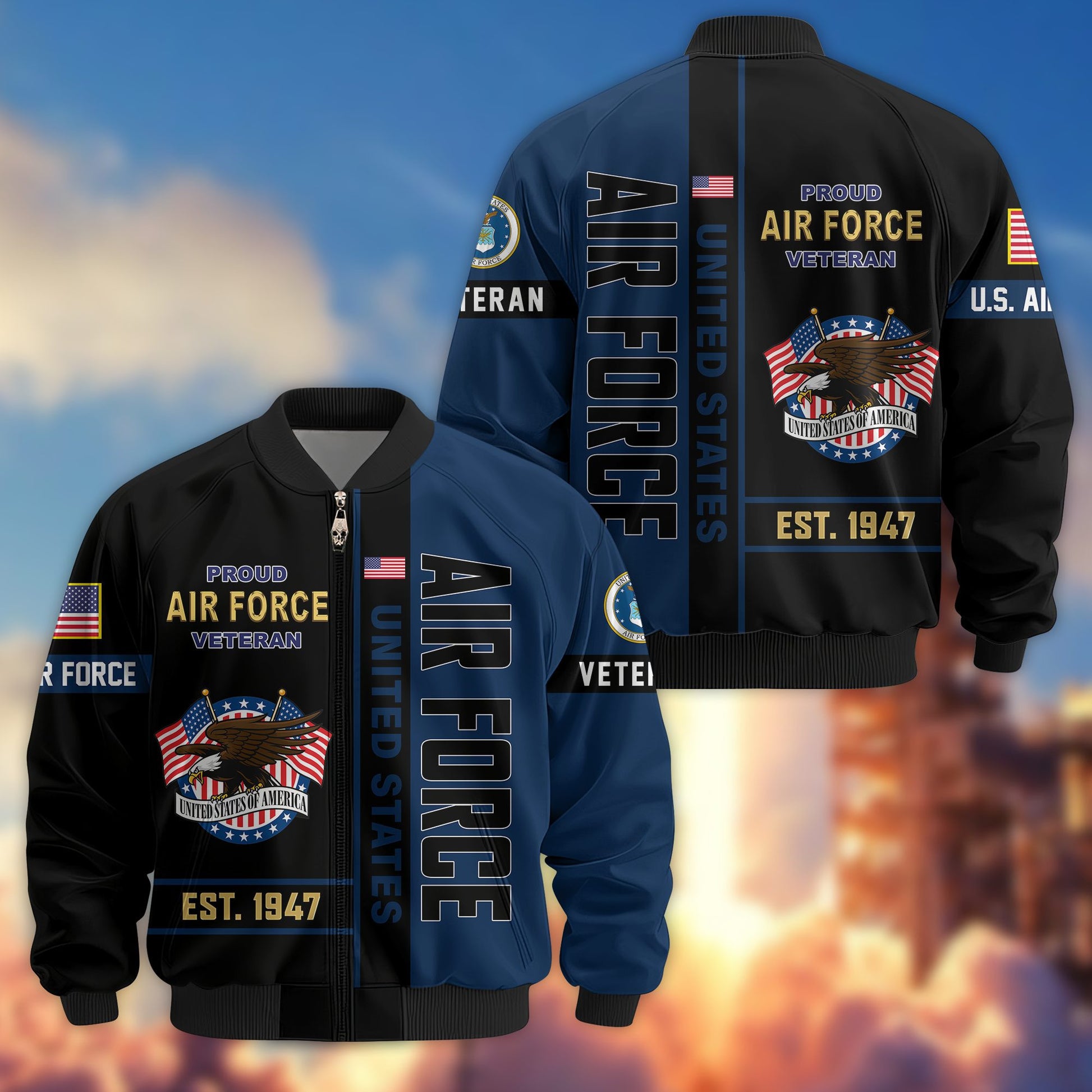 Premium US Veterans Bomber Jacket BPHN250912, Gifts For US Veterans, Gifts On Father's Day, Veterans Day.